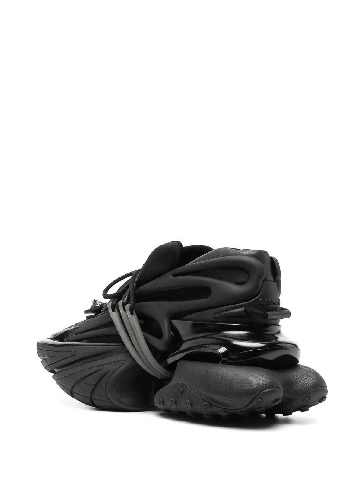 Shop Balmain Asymmetric Chunky Boots In Black