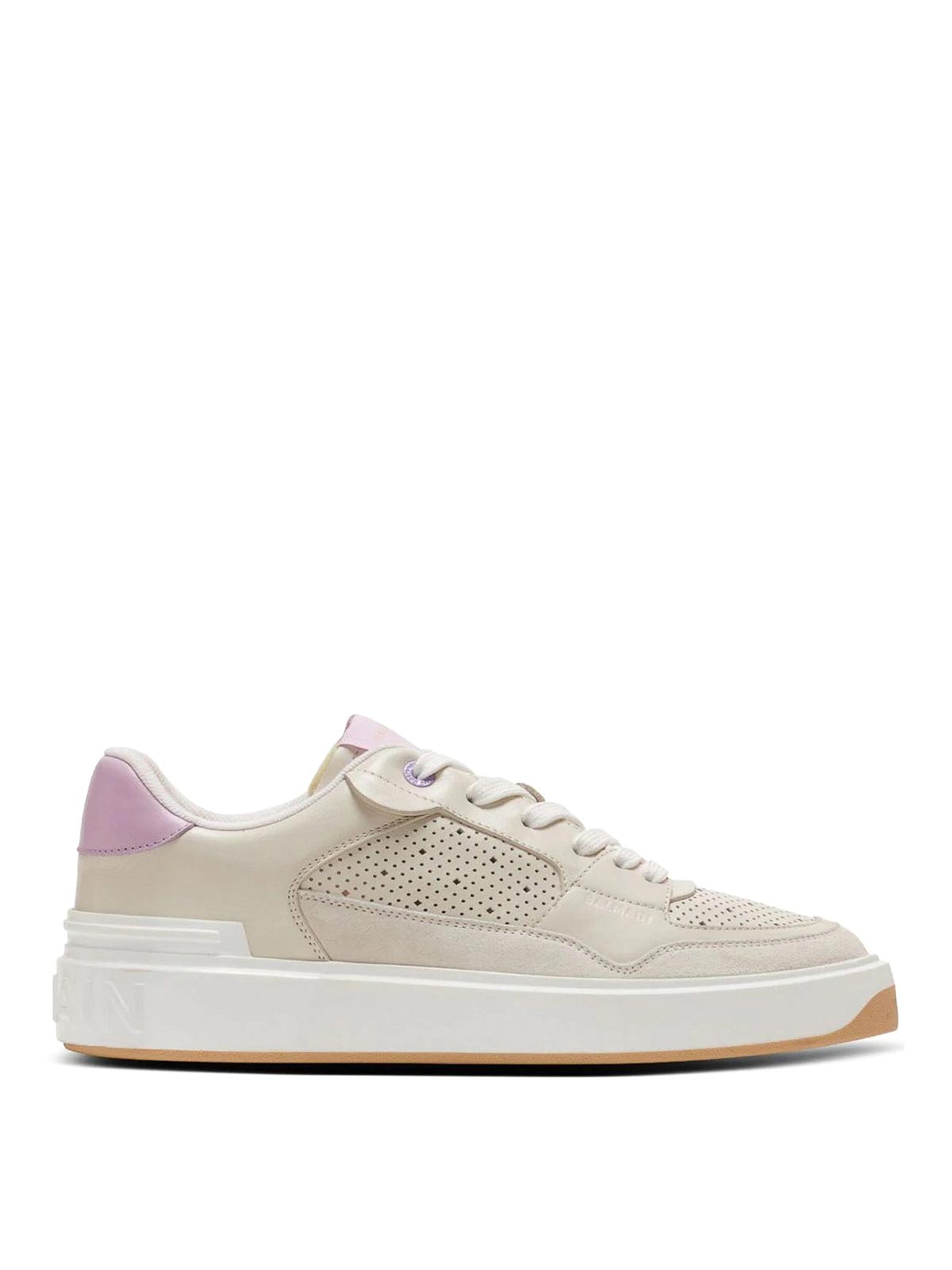 Balmain B-cout Flip Leather Trainers In Beige