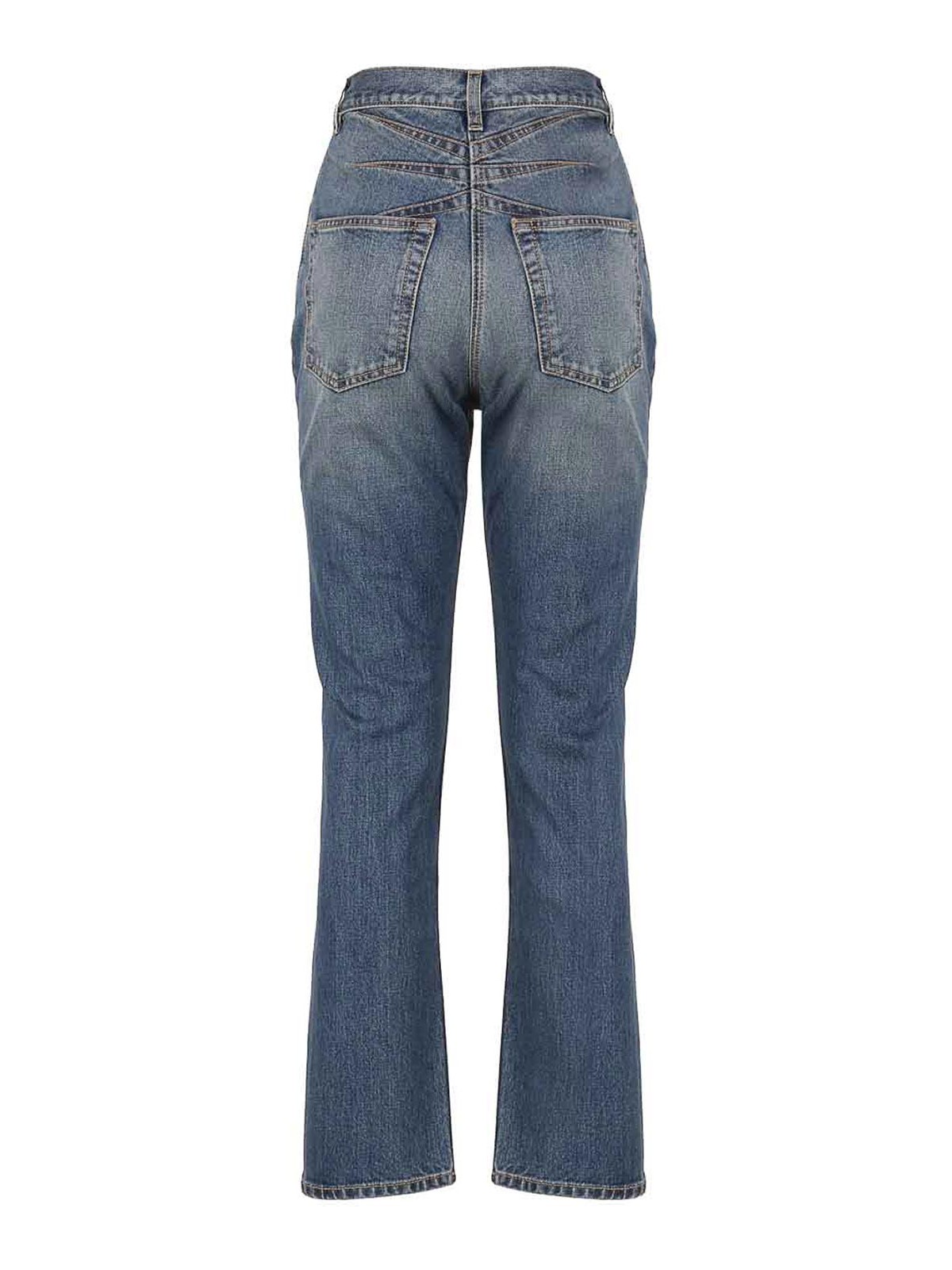 Shop Alaïa Cotton Denim Jeans In Medium Wash