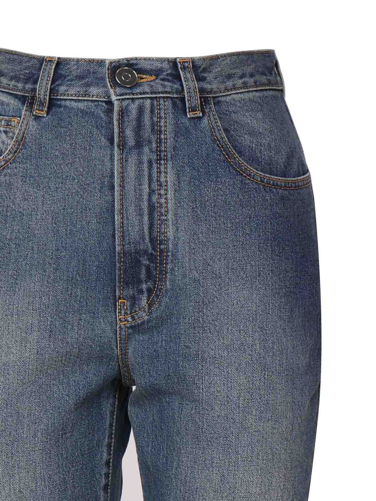 Shop Alaïa Cotton Denim Jeans In Medium Wash