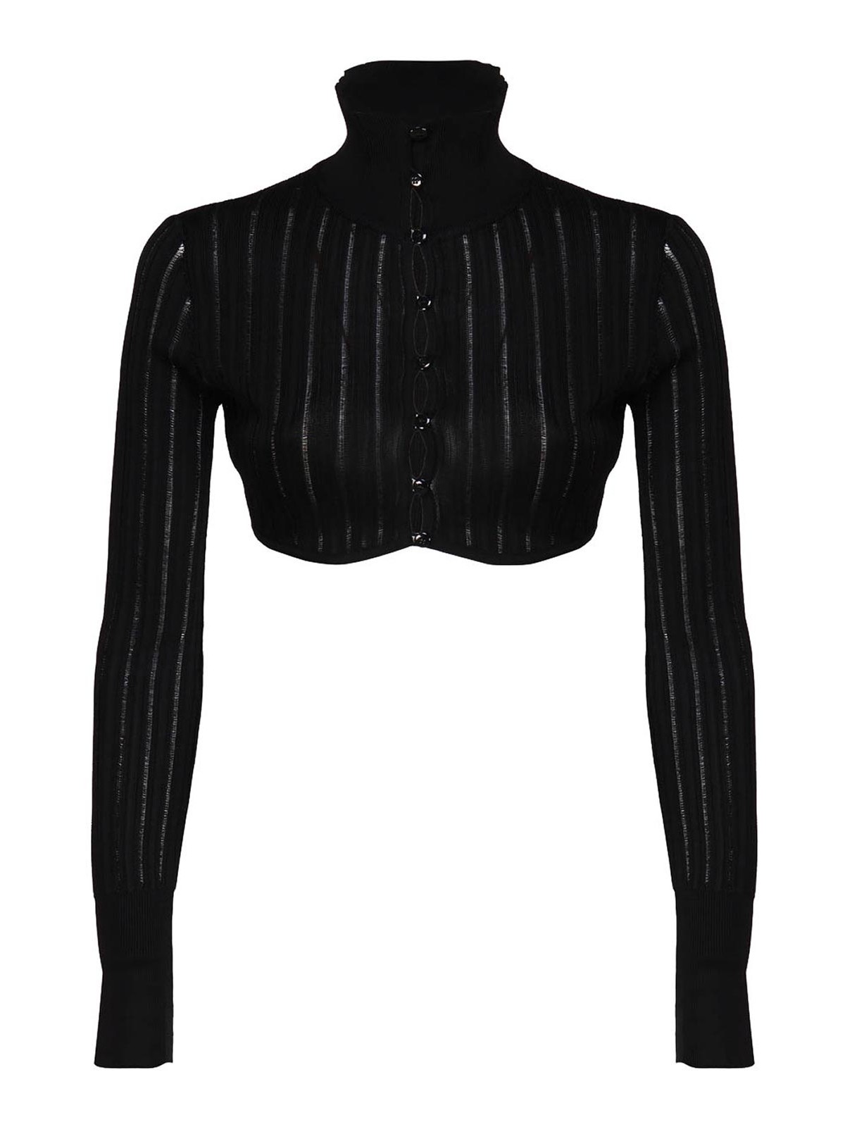 Alaïa Viscose Crop-top Cardigan In Black