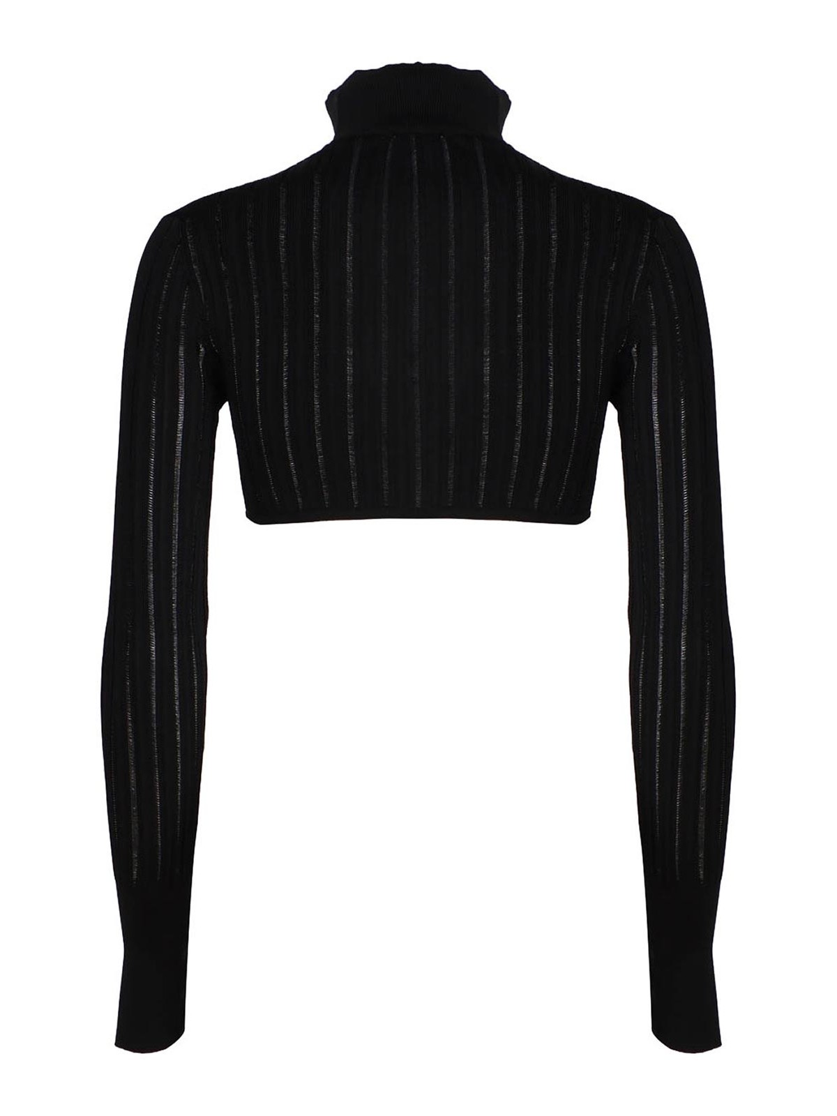 Shop Alaïa Viscose Crop-top Cardigan In Black