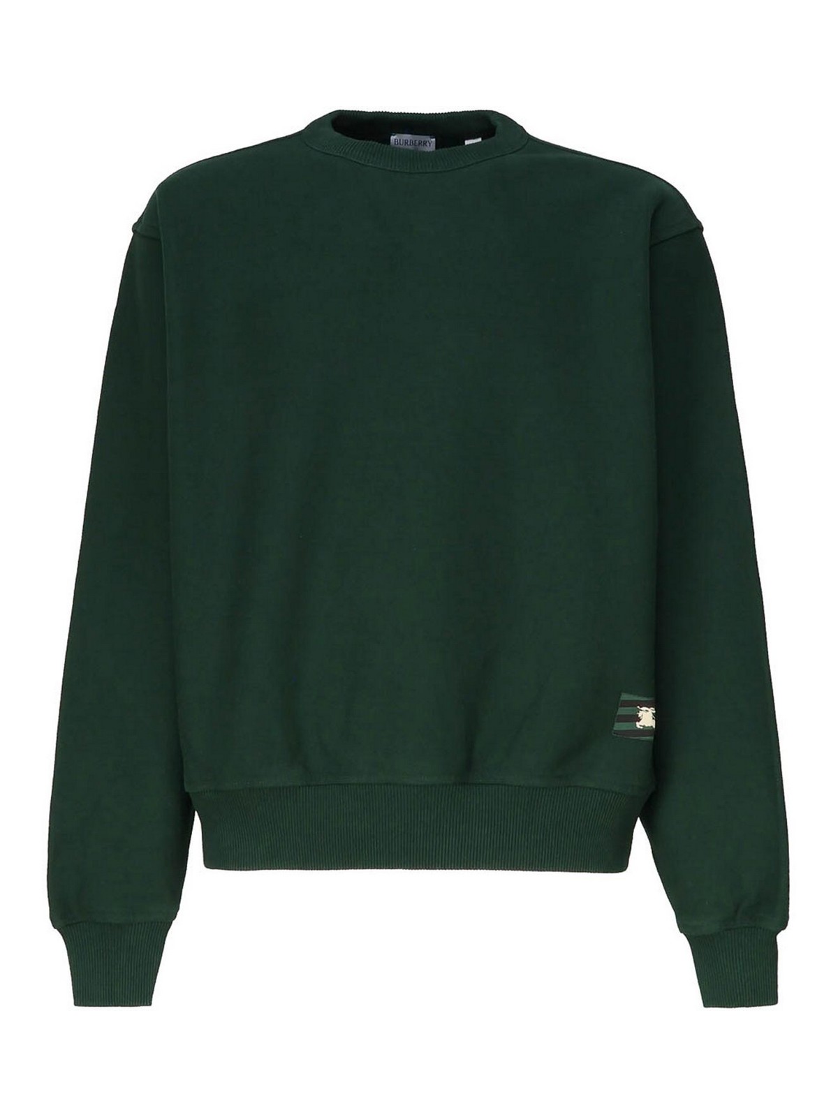 Shop Burberry Cotton Sweatshirt In Dark Green
