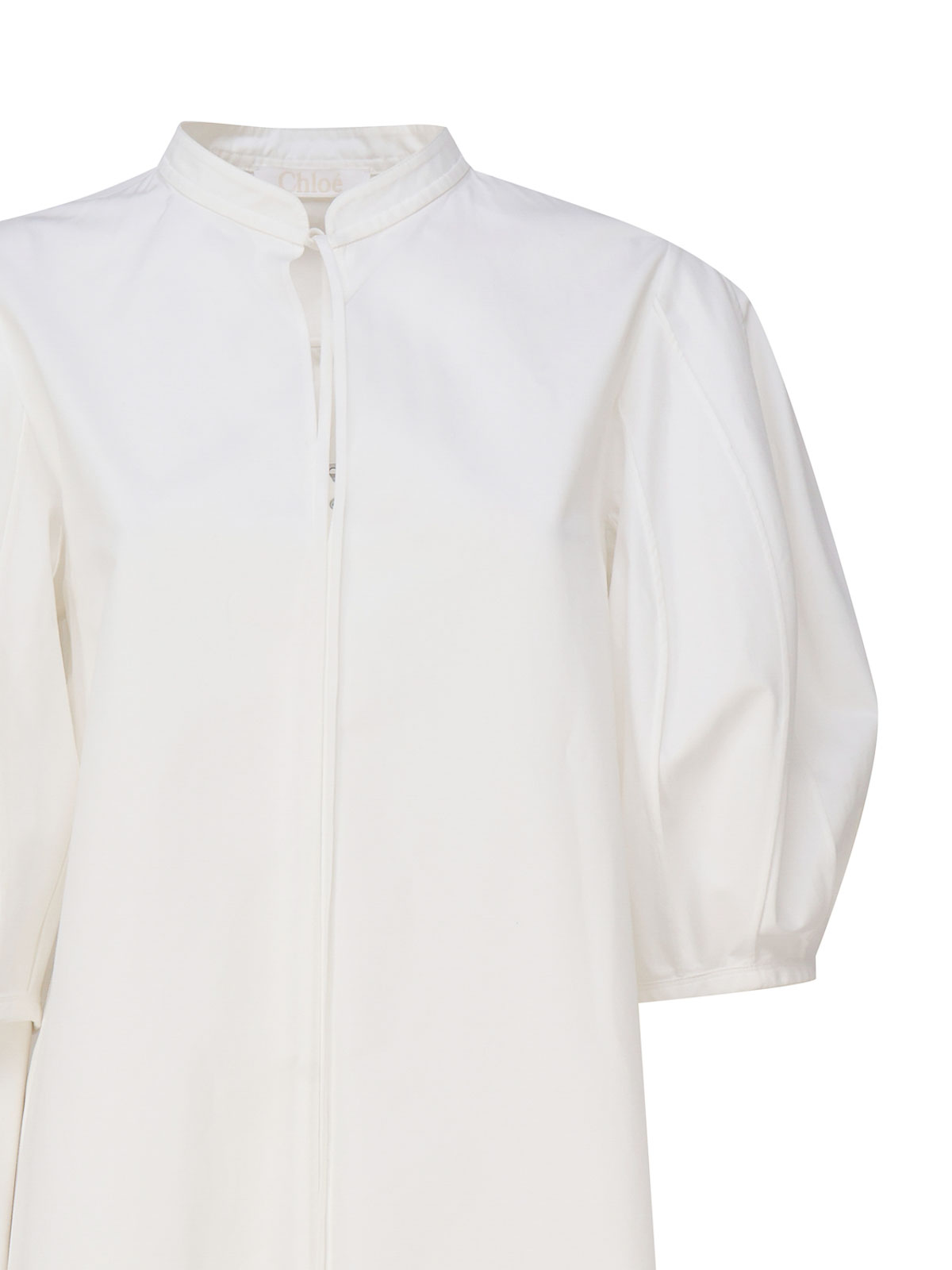 Shop Chloé Tunic Style Shirt With Ribbon In White