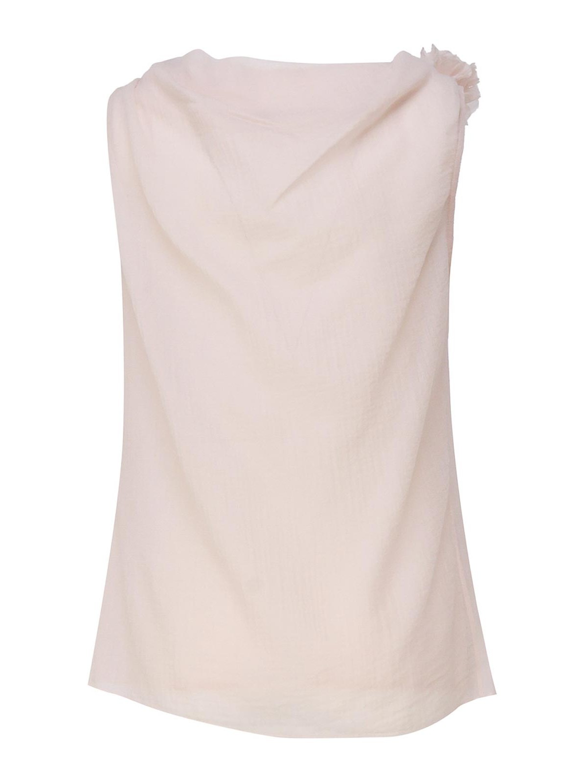 Shop Chloé Sleeveless Draped Top In Nude & Neutrals