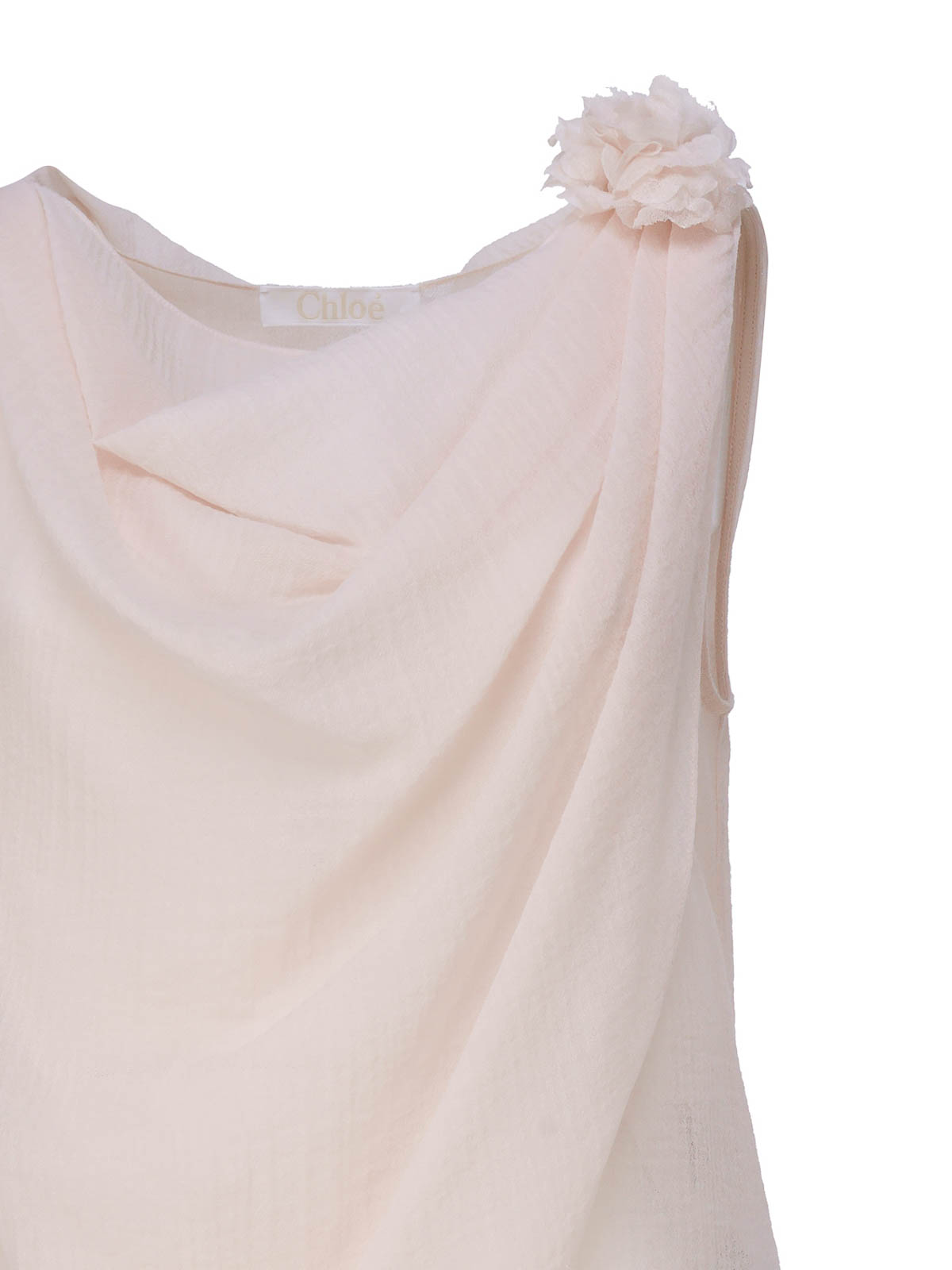 Shop Chloé Sleeveless Draped Top In Nude & Neutrals