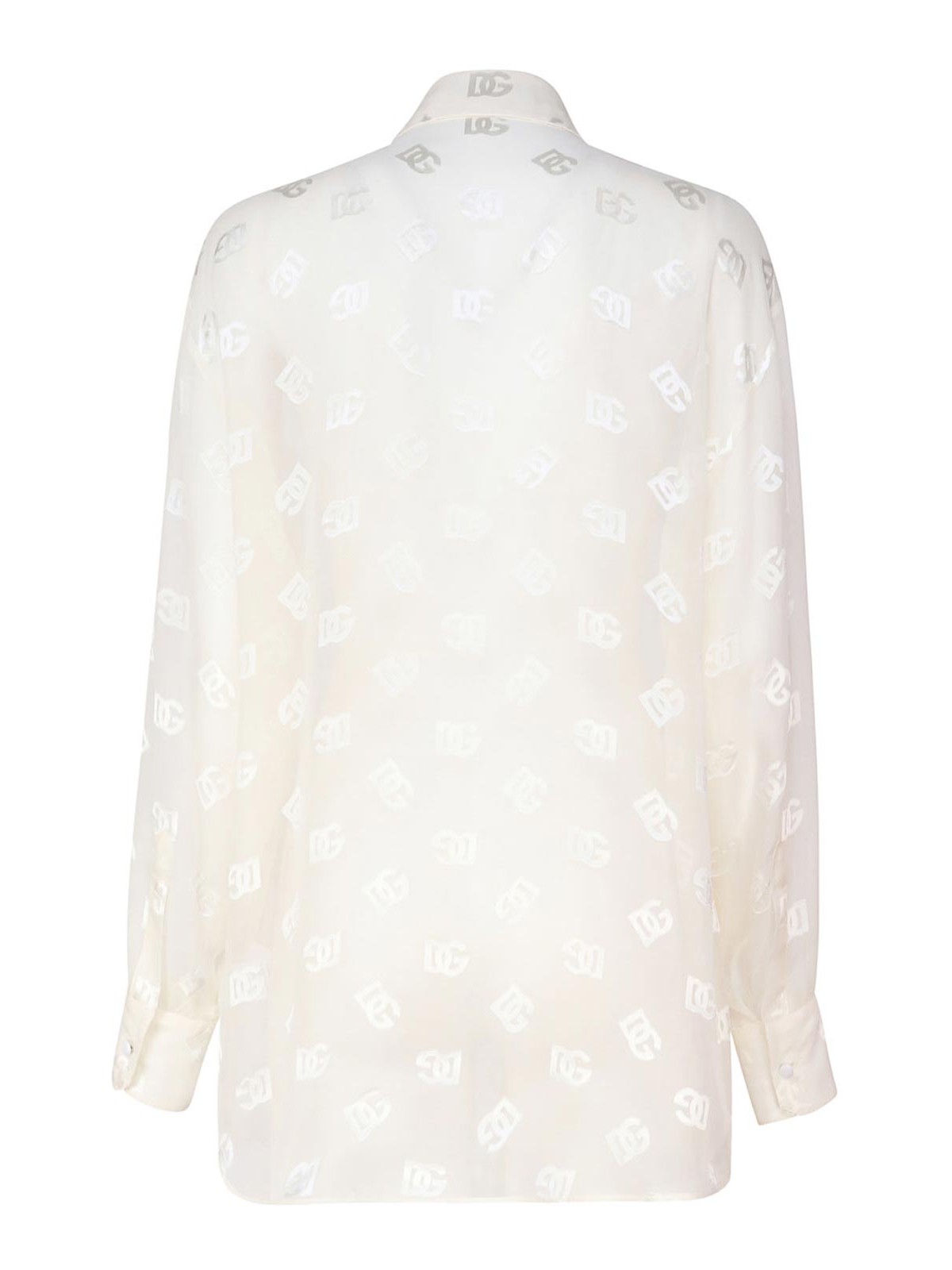Shop Dolce & Gabbana Devor Silk Satin Shirt With Dg Logo In White