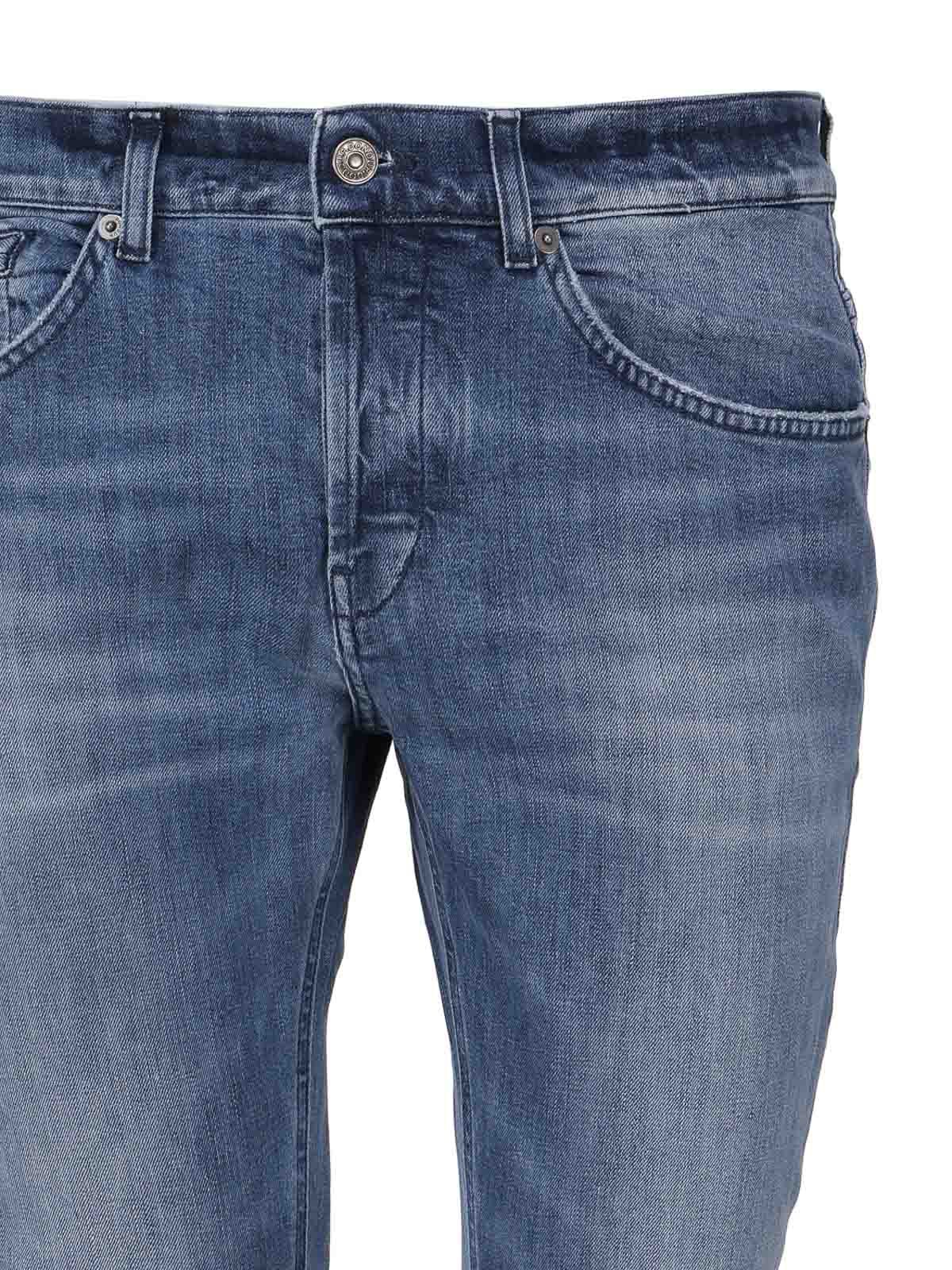 Shop Dondup Jeans With Washed Effect Design In Blue