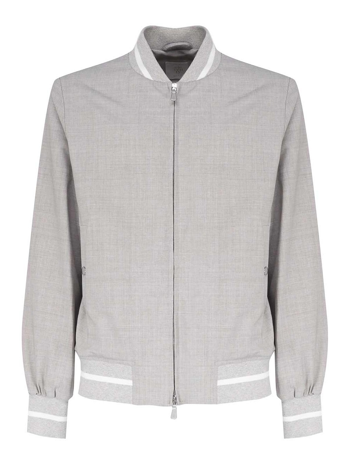 Shop Eleventy Grey Striped Sweater Long Sleeves Pockets