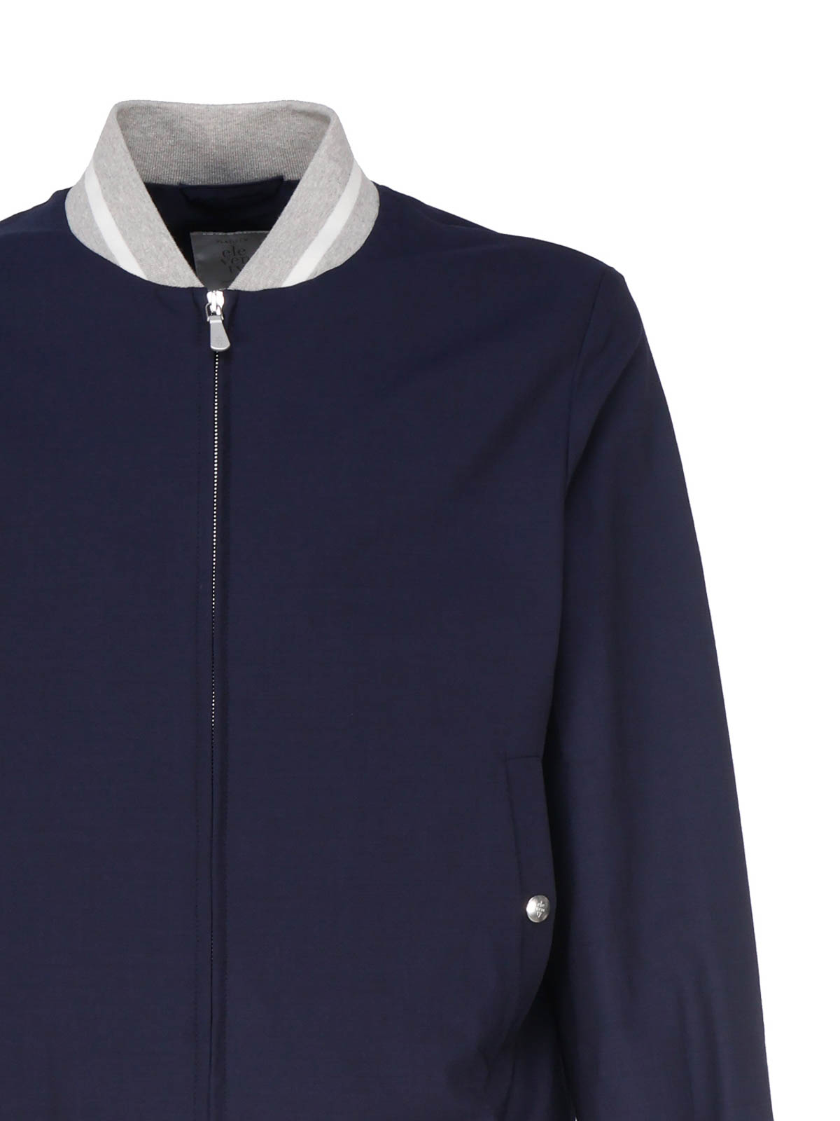 Shop Eleventy Bomber Jacket With Contrasting Edge In Blue