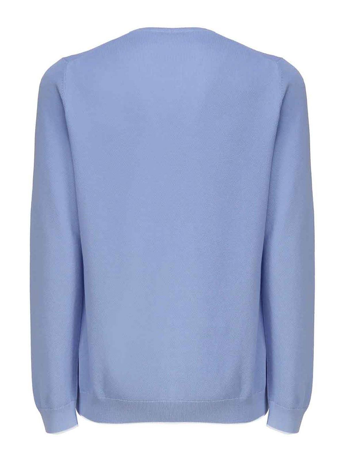 Shop Fay Cotton Sweater With Round Neck In Blue