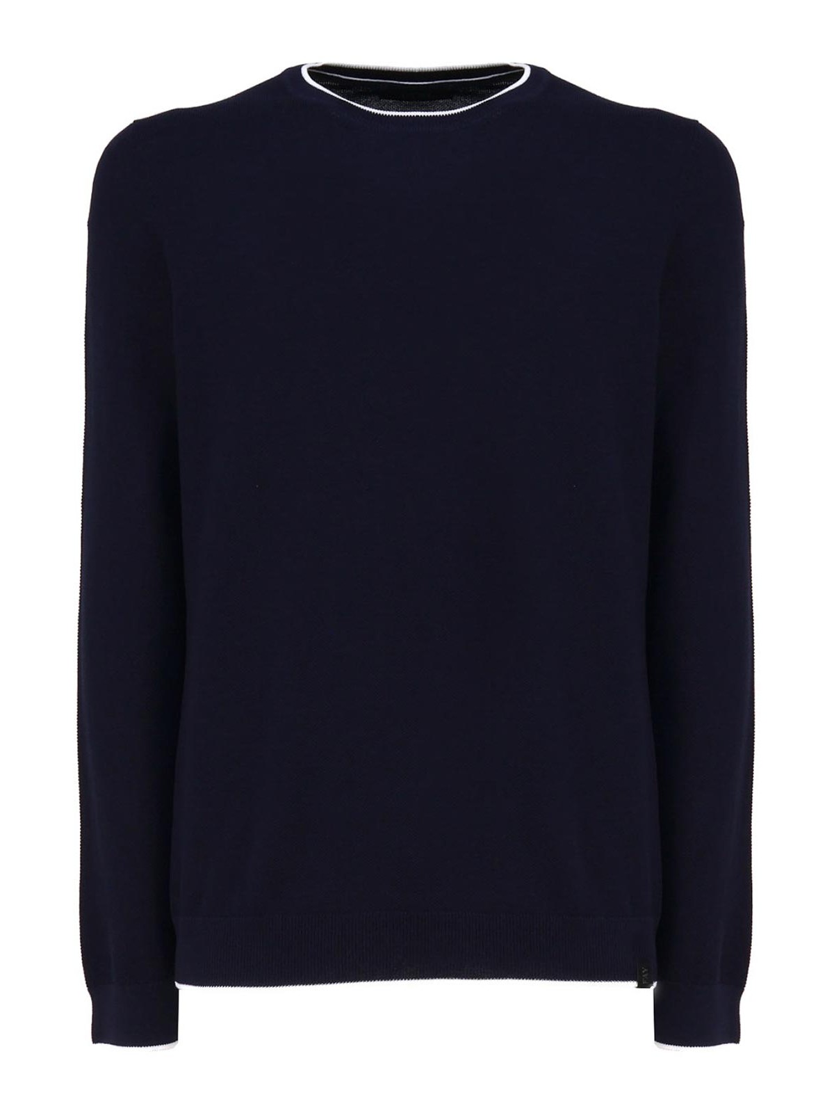 Fay Cotton Sweater With Round Neck In Dark Blue