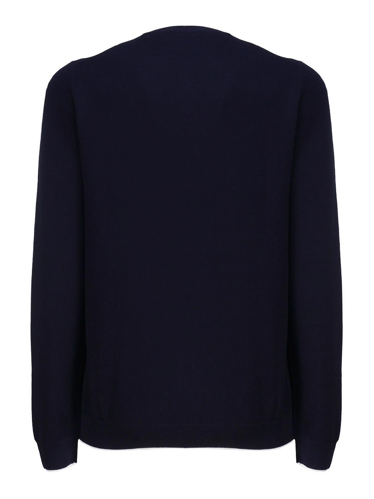 Shop Fay Cotton Sweater With Round Neck In Dark Blue