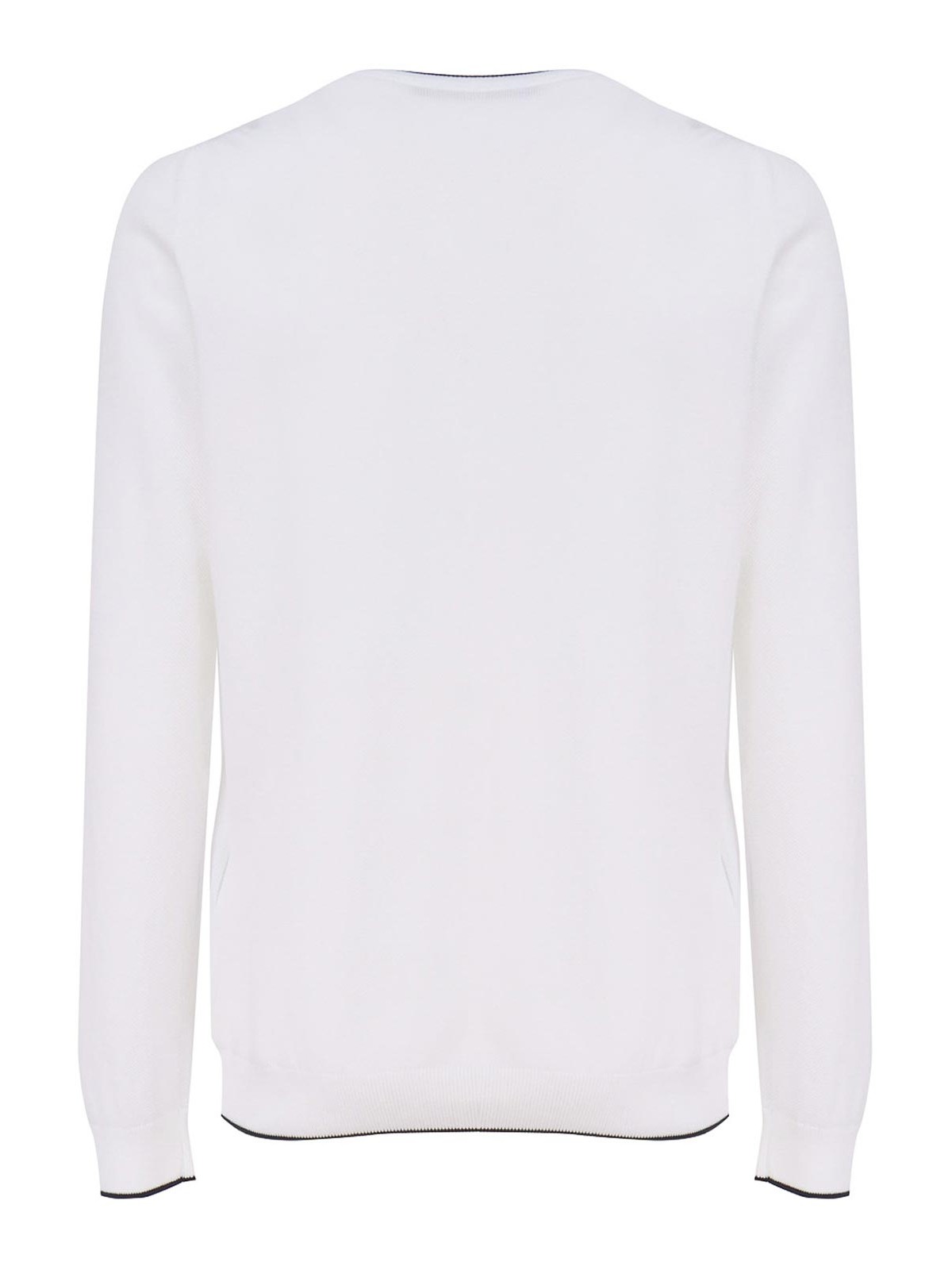 Shop Fay Cotton Sweater With Round Neck In White