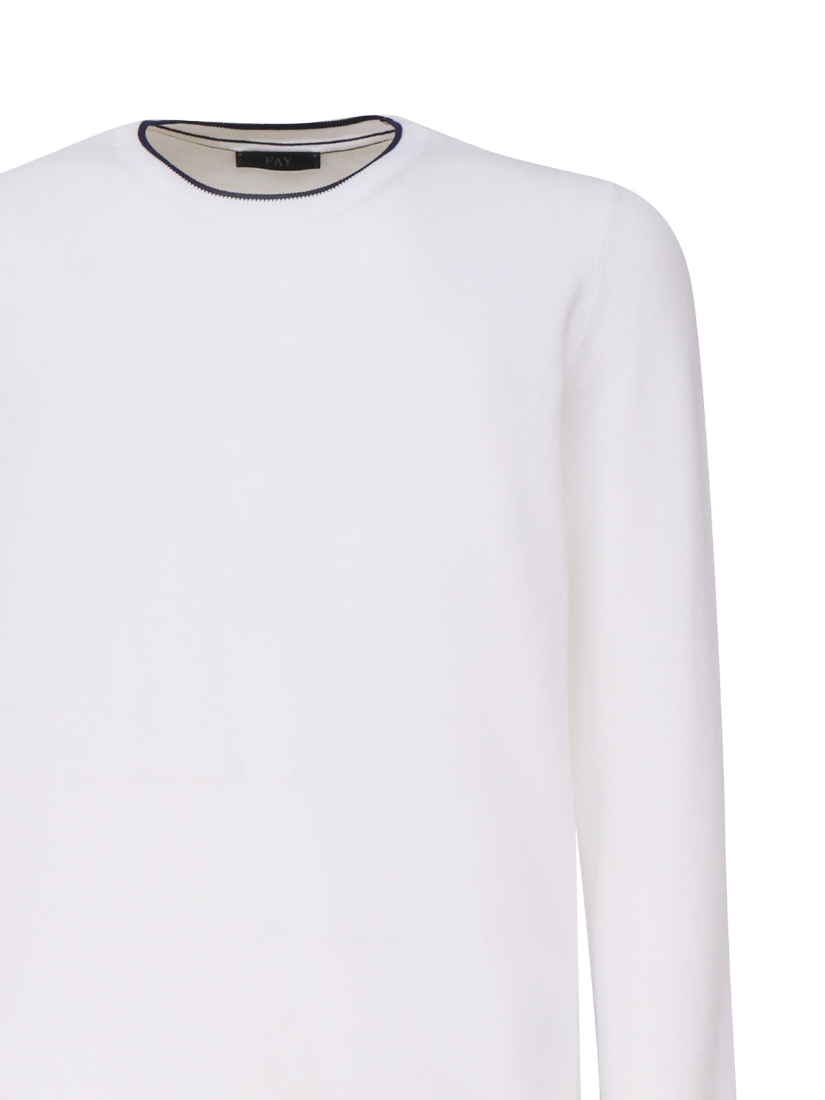 Shop Fay Cotton Sweater With Round Neck In White