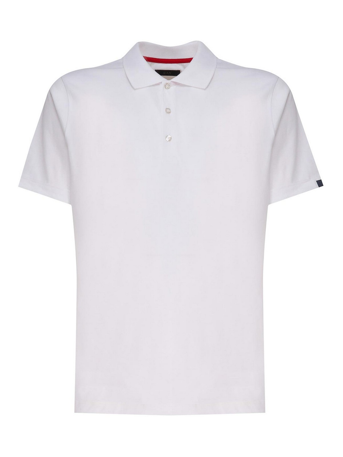 Shop Fay Short-sleeved Polo Shirt In Cotton Jersey In White