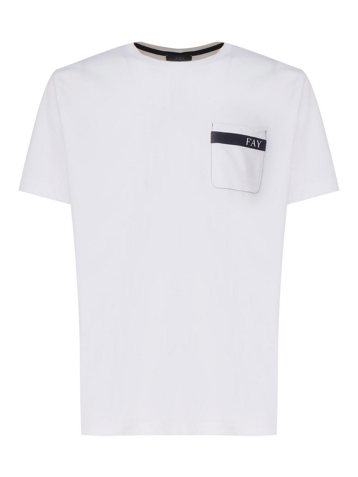 Fay Cotton T-shirt With Little Pocket In White