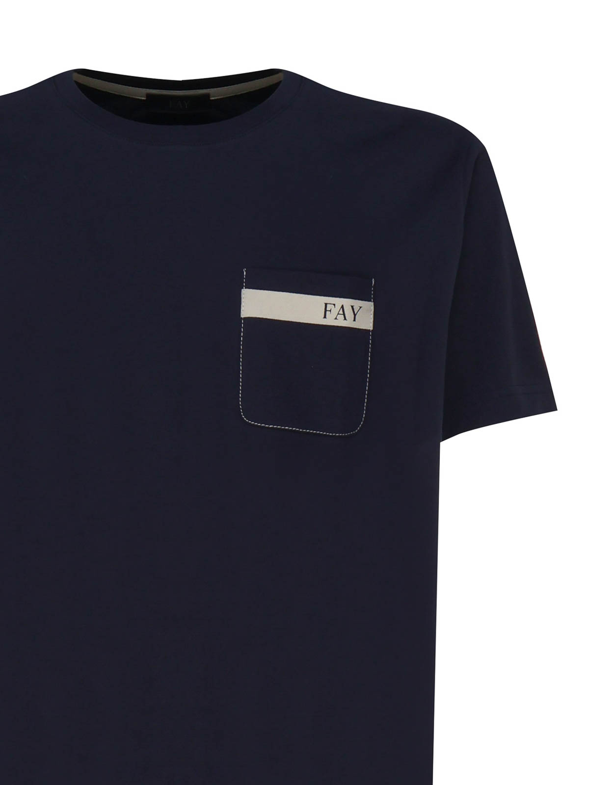 Shop Fay Cotton T-shirt With Little Pocket In White