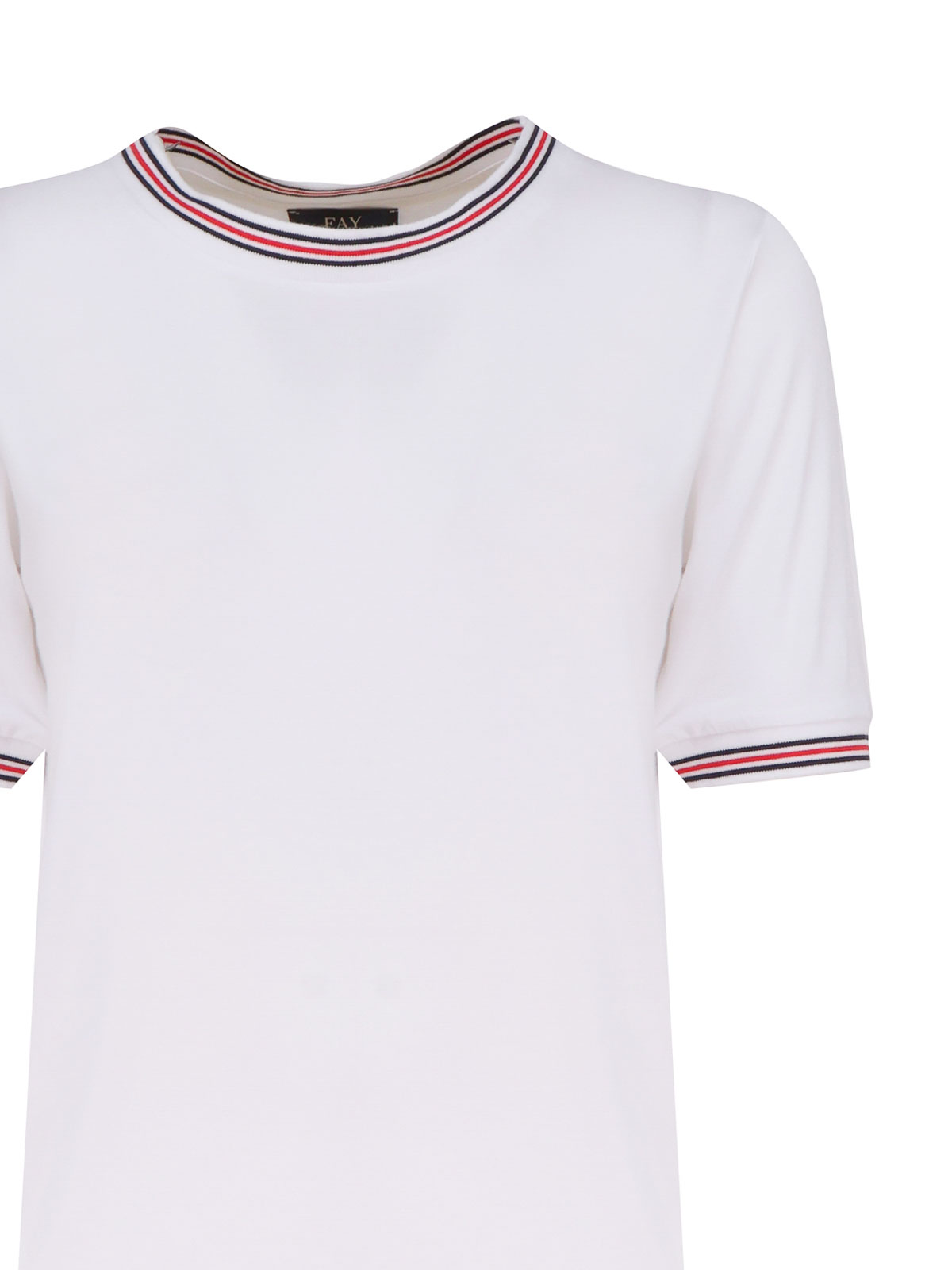 Shop Fay Striped Ribbed T-shirt In White