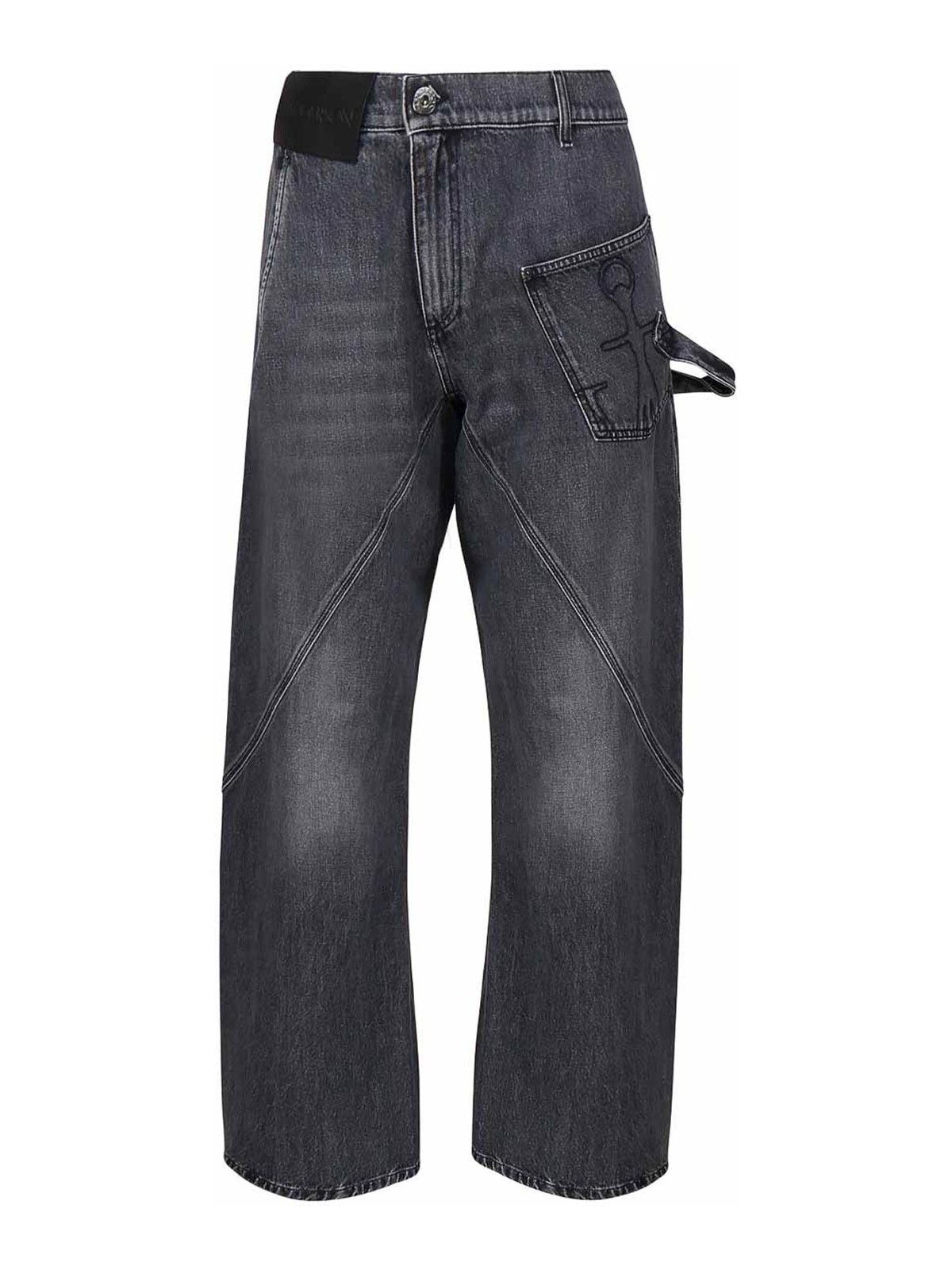 Shop Jw Anderson Oversized Wide Leg Jeans In Grey