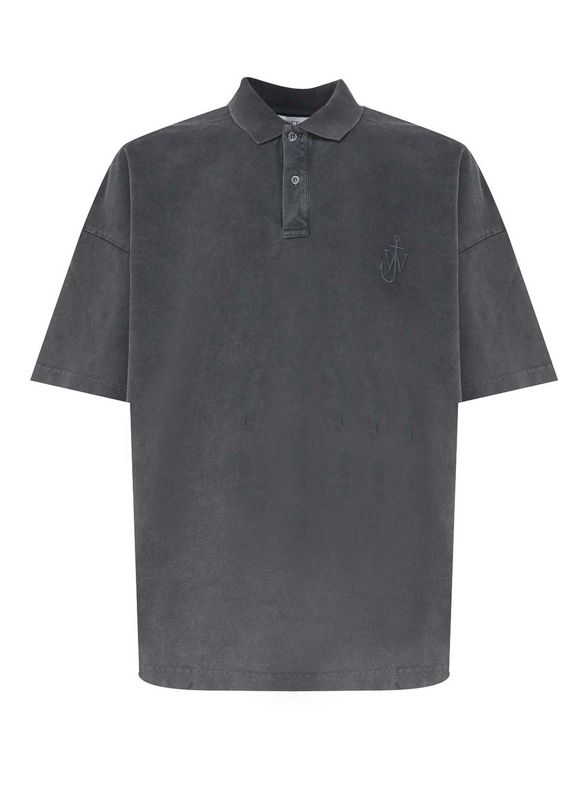Shop Jw Anderson Polo Shirt With Embroidered Logo In Grey