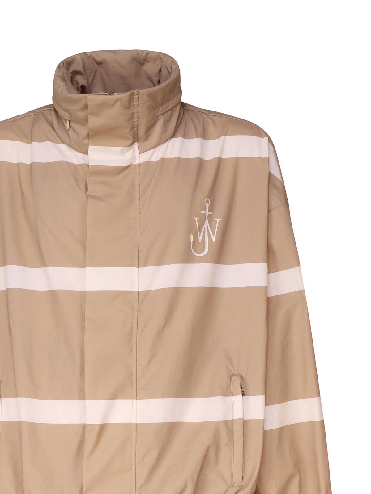 Shop Jw Anderson Beige Striped Hooded Jacket