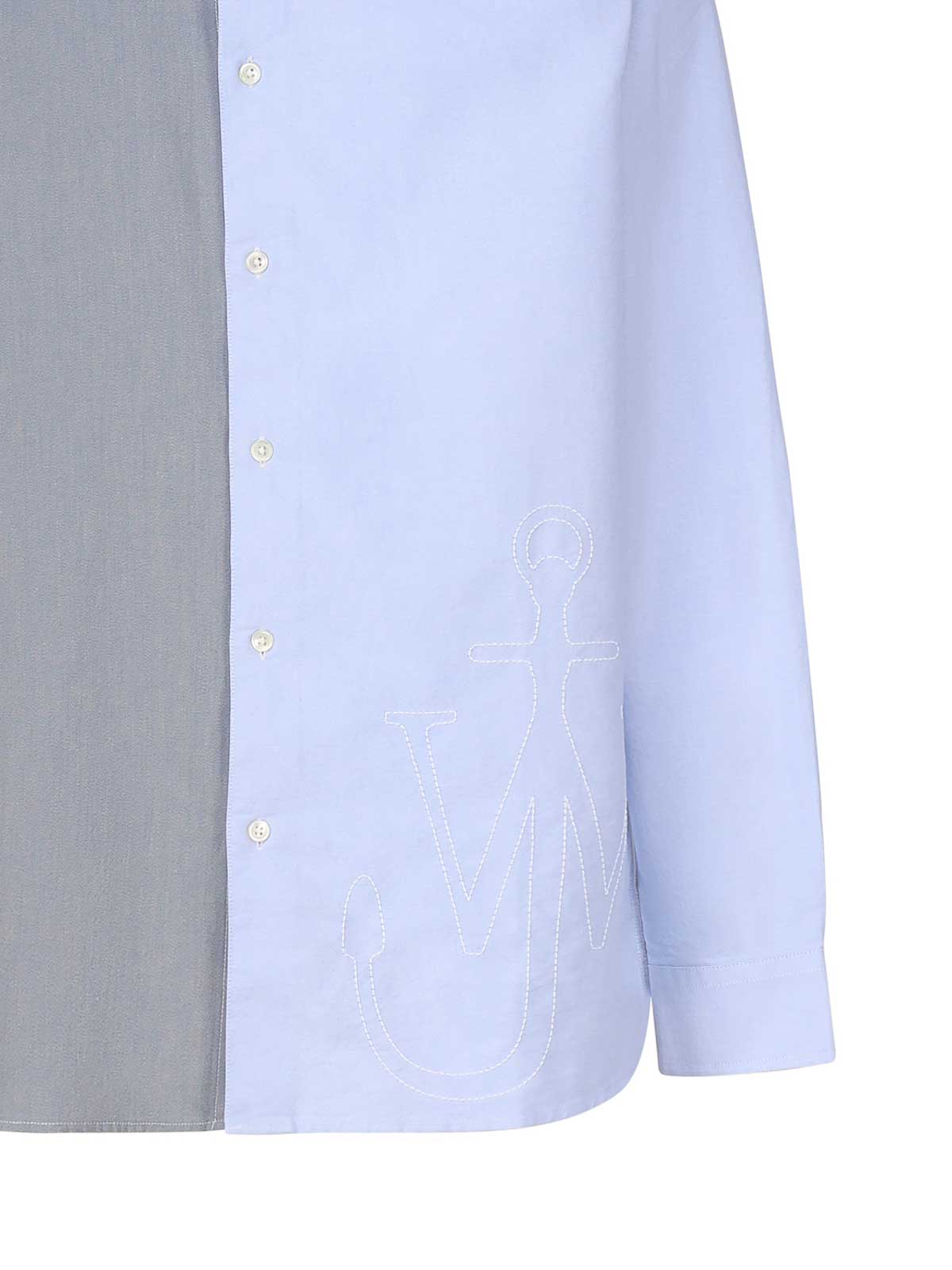Shop Jw Anderson Patchwork Shirt With Anchor Embroidery In Blue
