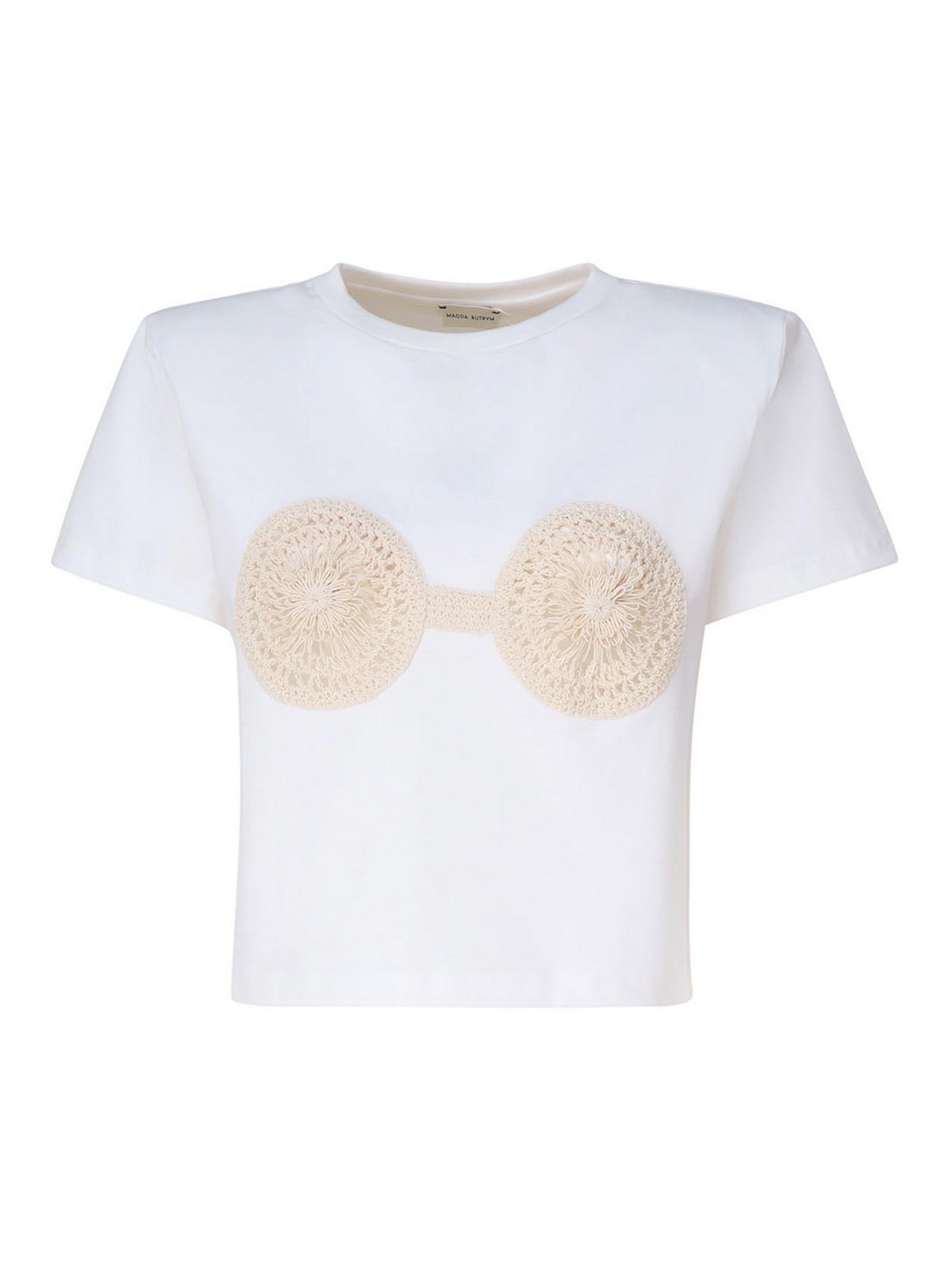 Magda Butrym T-shirt With Crochet Detail In White