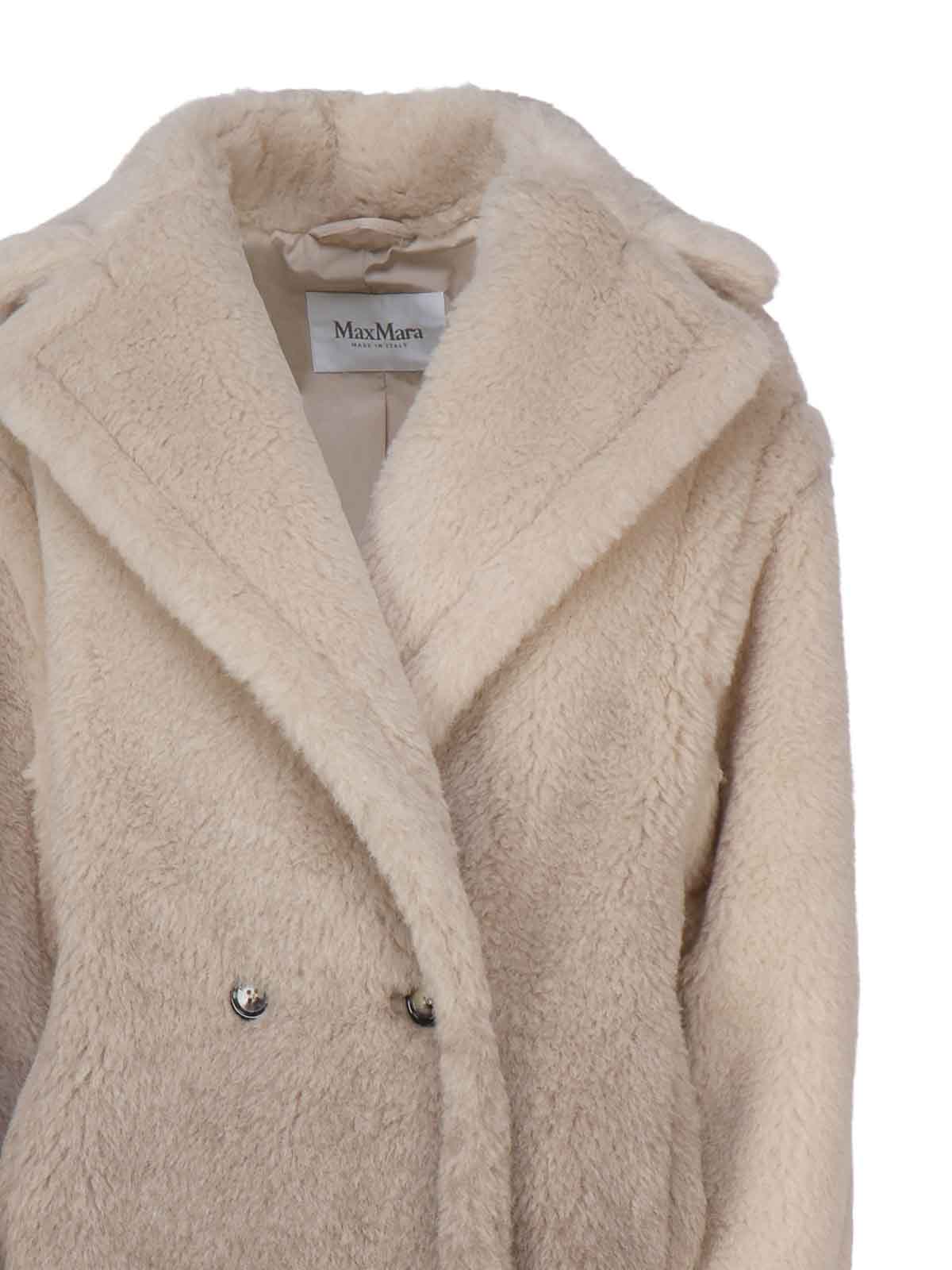 Shop Max Mara Teddy Bear Icon Coat In Wool And Alpaca In Beige