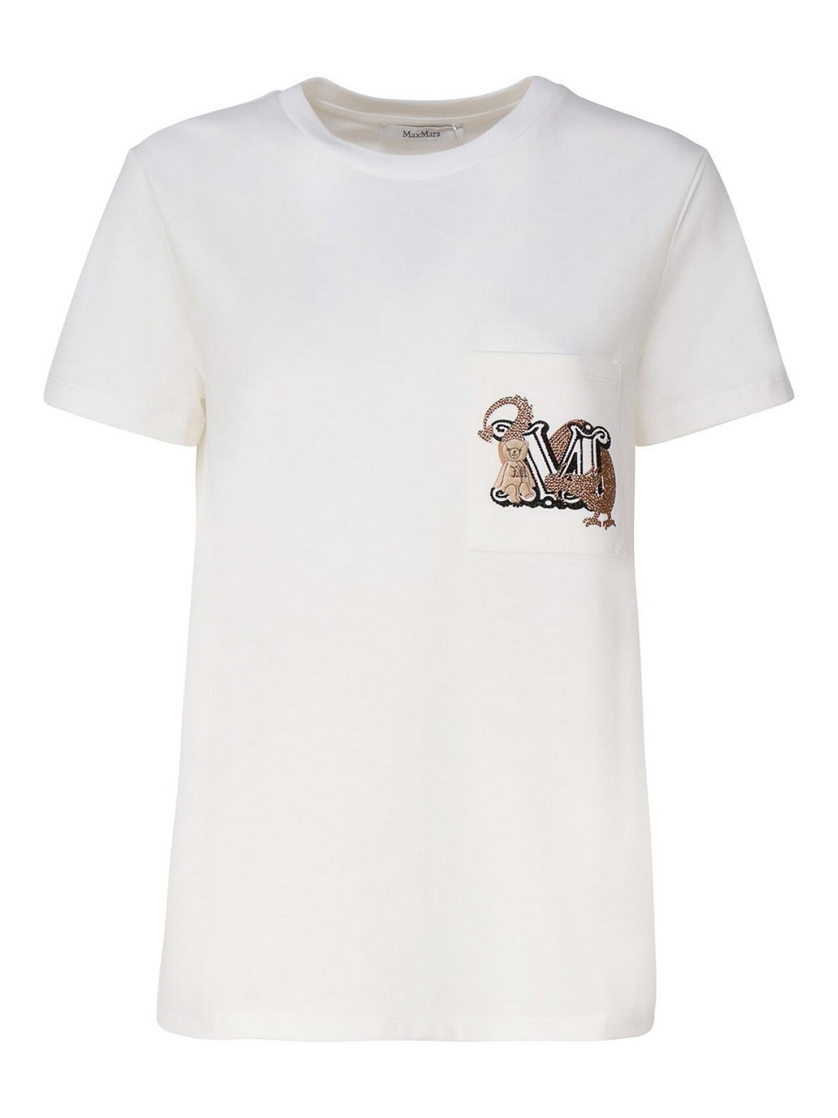 Shop Max Mara T-shirt With Breast Pocket And Detail In White
