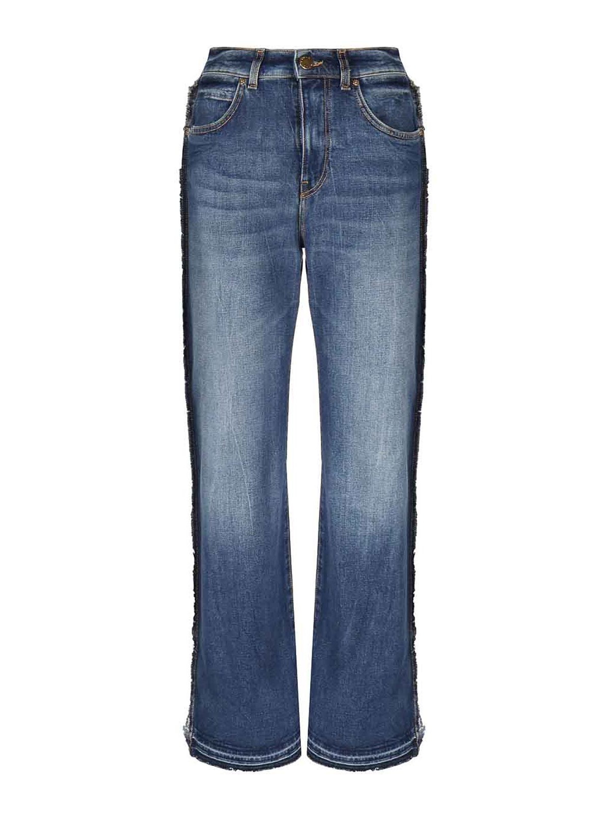 Pinko Wide Leg Jeans With Cutout In Blue