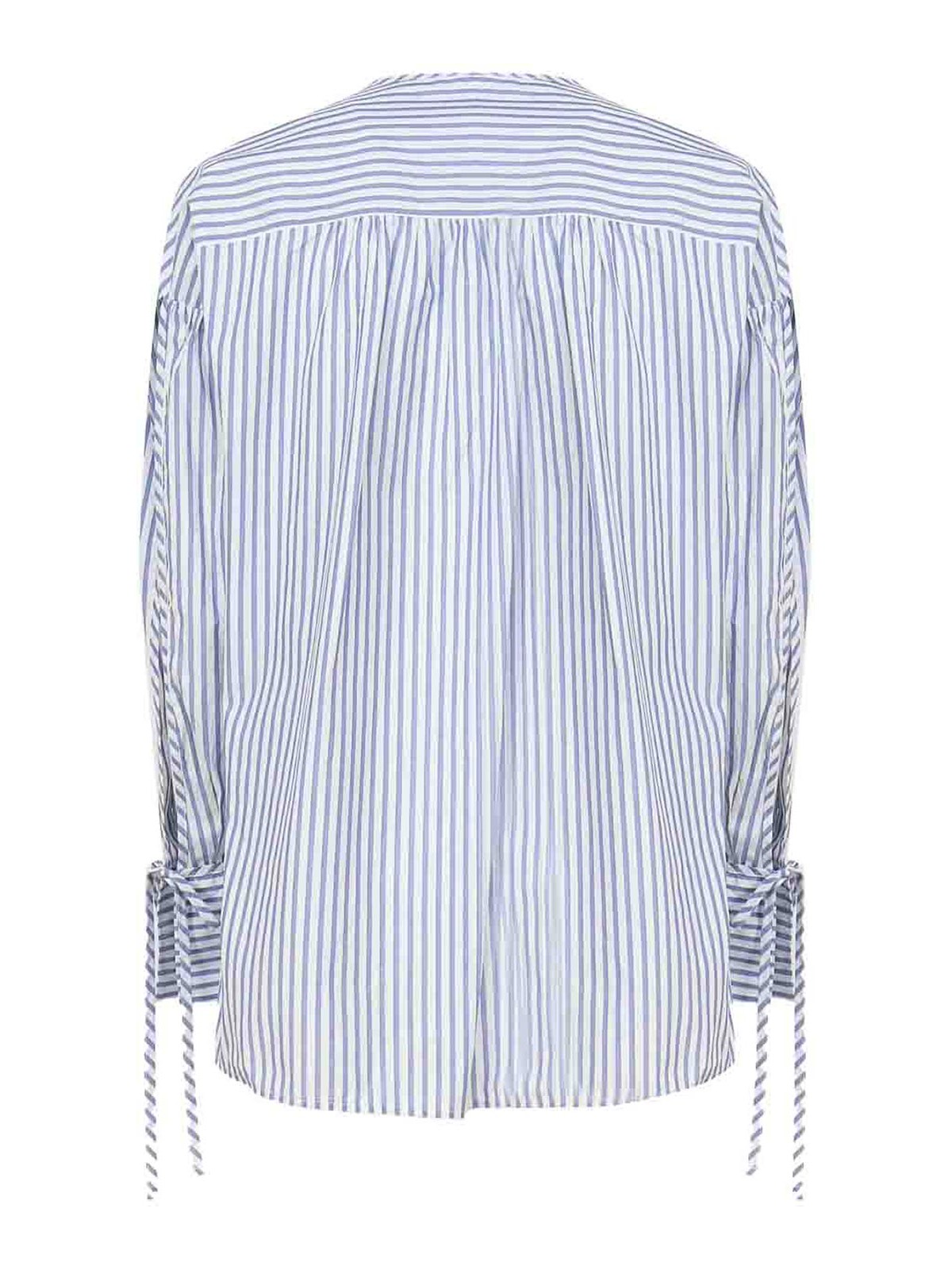 Shop Pinko Striped Shirt With Bare Shoulders In White