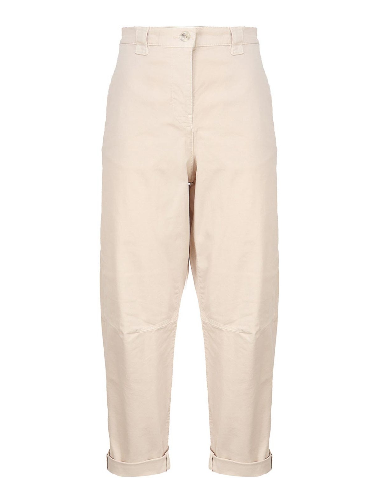 Pinko Carrot Pants In Cavallery Fabric In White