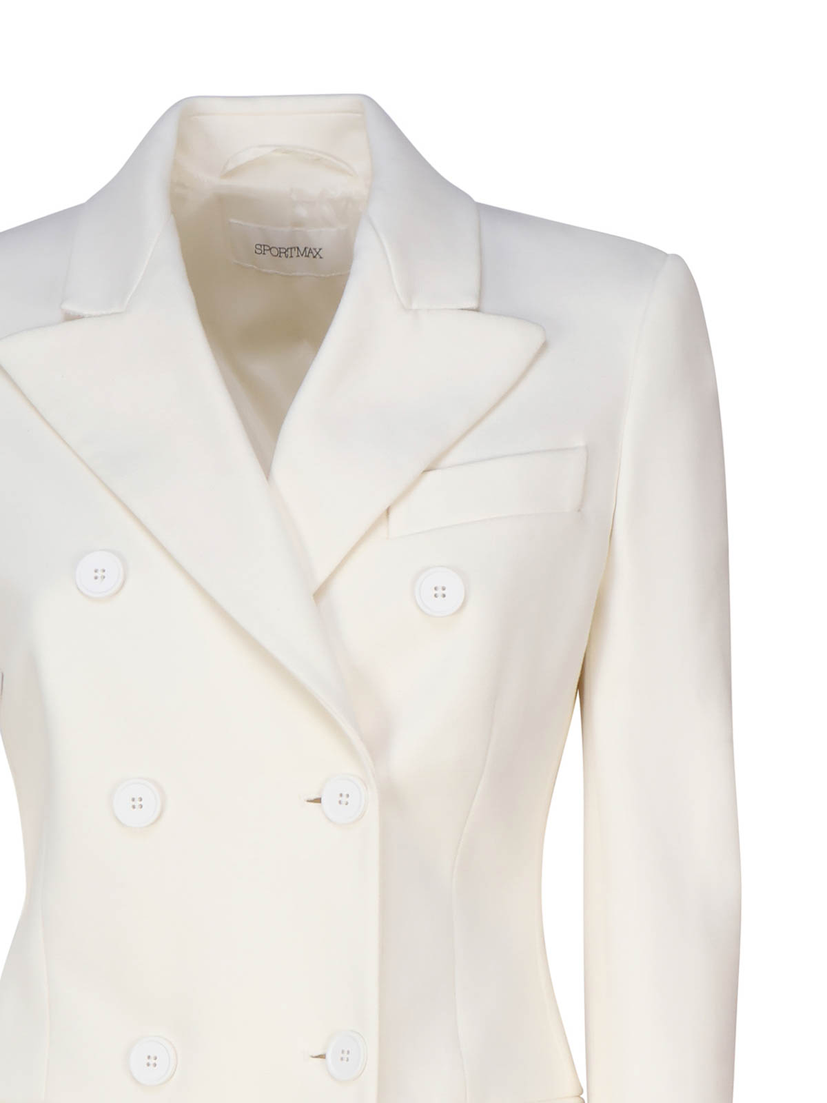 Shop Sportmax Double-breasted Jersey Blazer In White