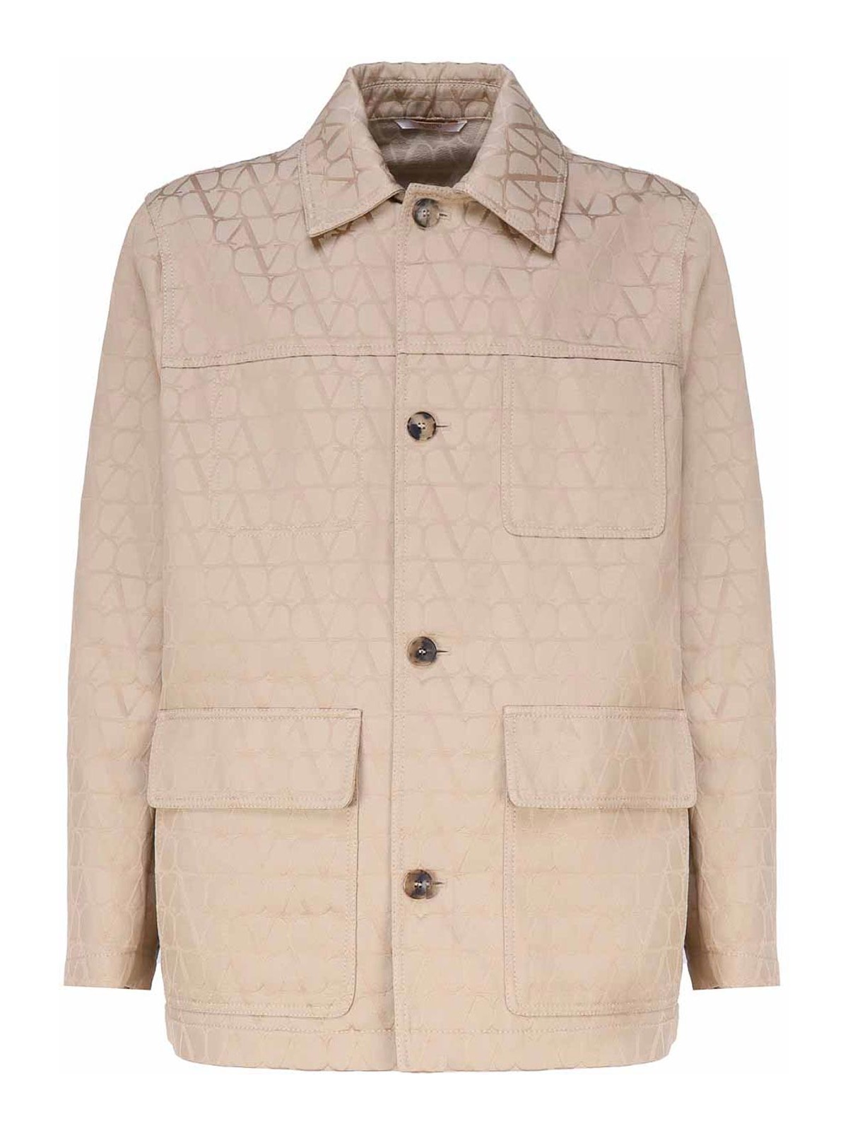 Shop Valentino Toile Iconographe Cotton Jacket In Beige