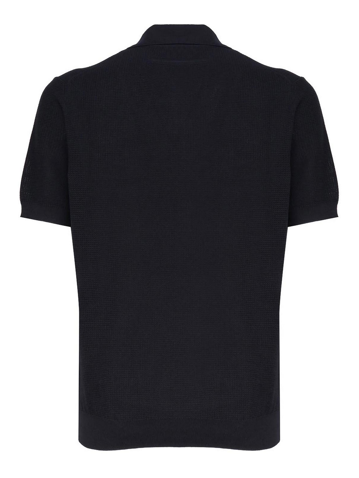 Shop Zegna Cotton Polo Shirt In Dark Blue