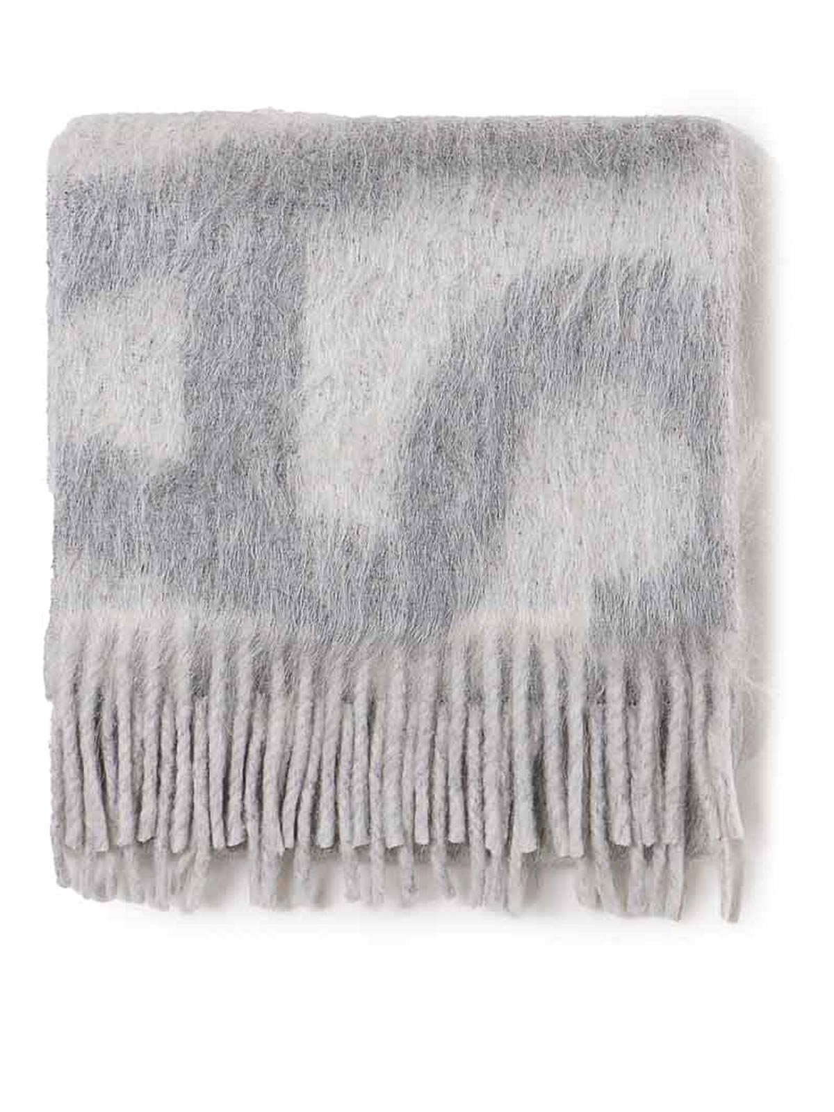 Acne Studios Vandy Fringed Two-tone Jacquard Scarf In Grey