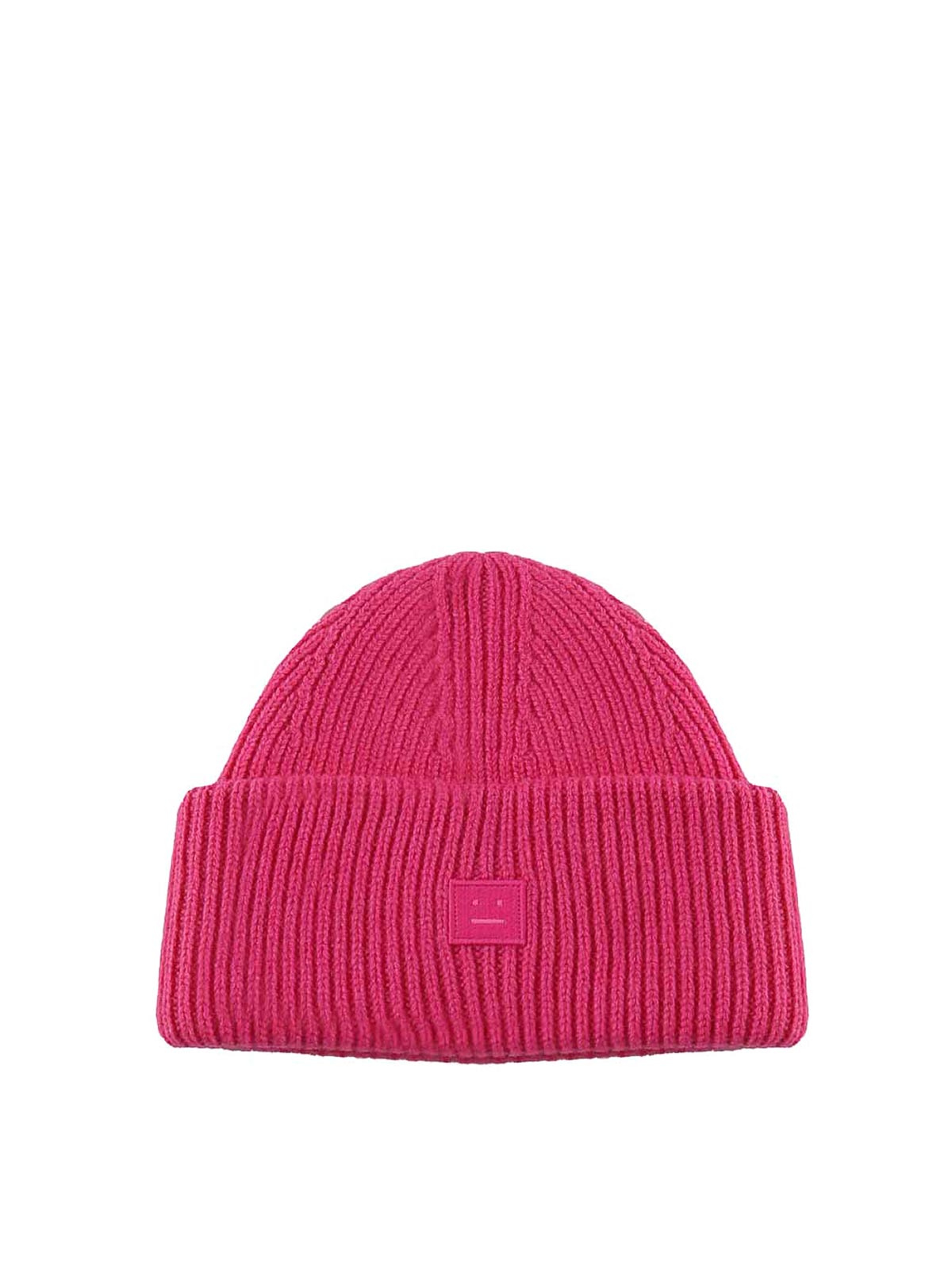 Shop Acne Studios Beanie With Small Smiley Logo In Nude & Neutrals