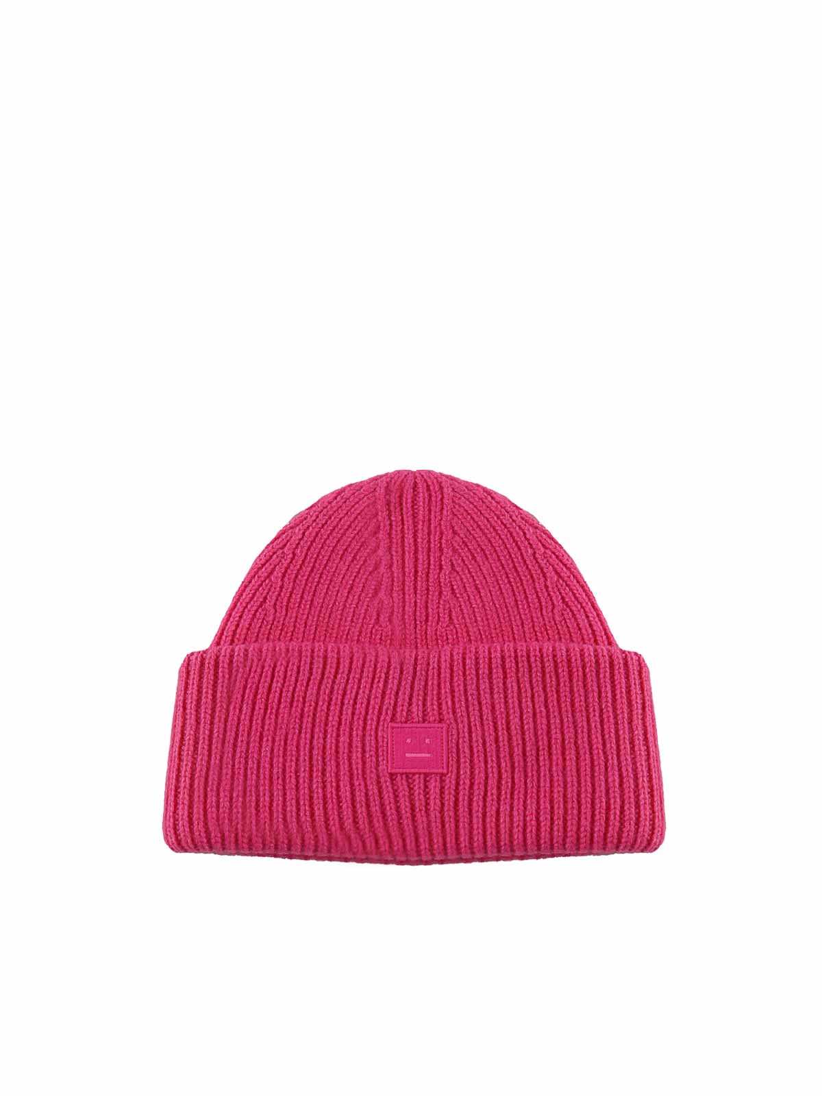 Shop Acne Studios Beanie With Small Smiley Logo In Nude & Neutrals