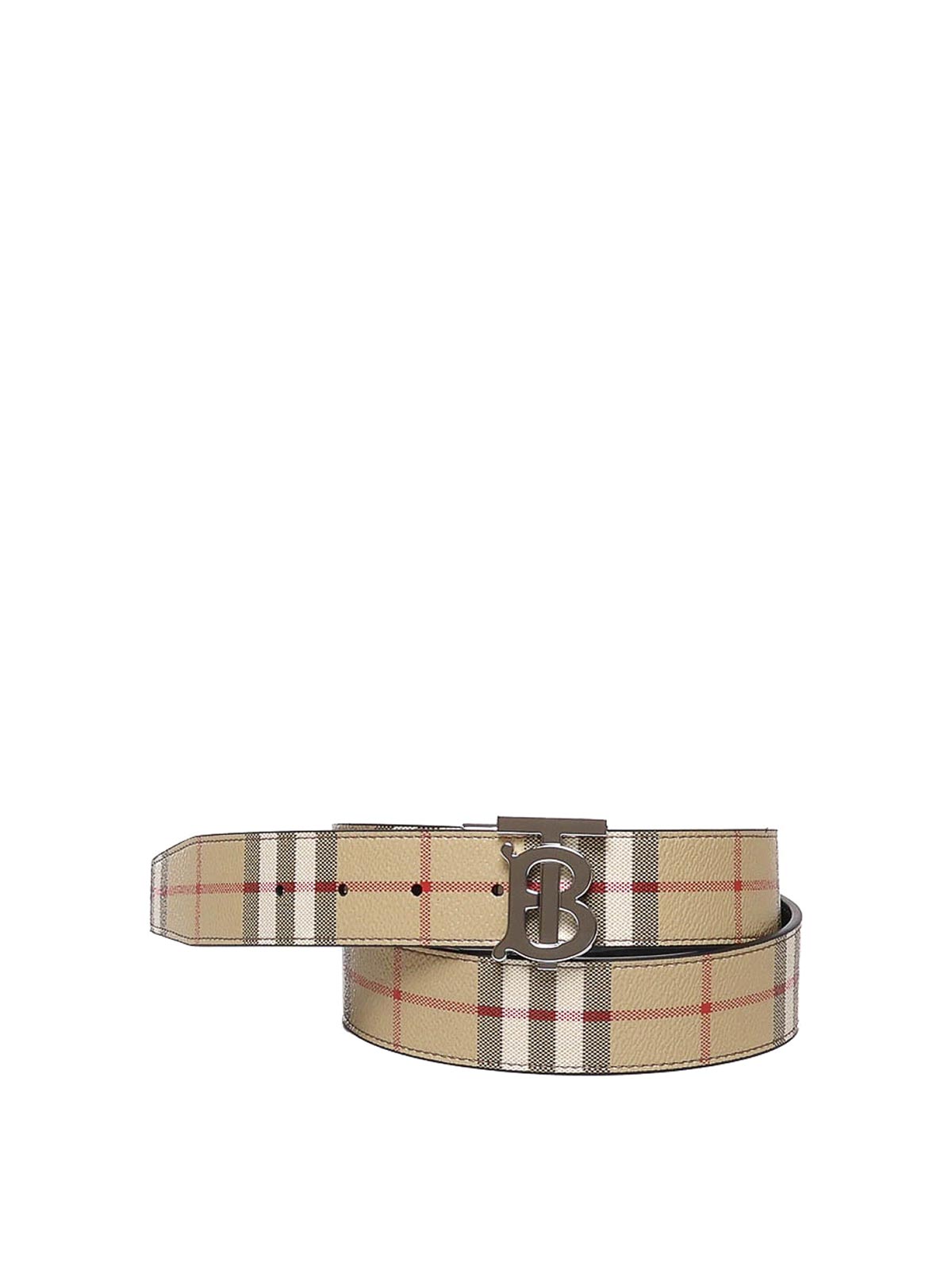 BURBERRY REVERSIBLE LEATHER AND CHECK TB BELT