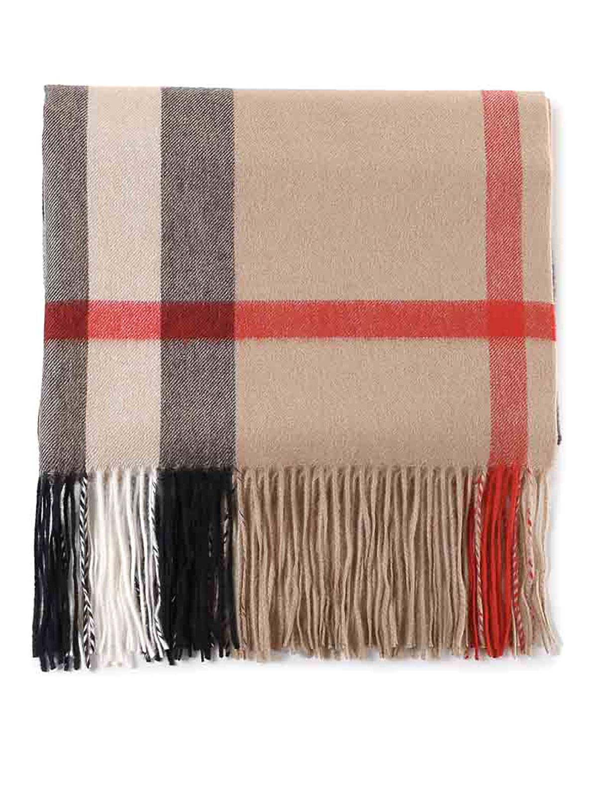 Burberry Cashmere Check Scarf In Beige