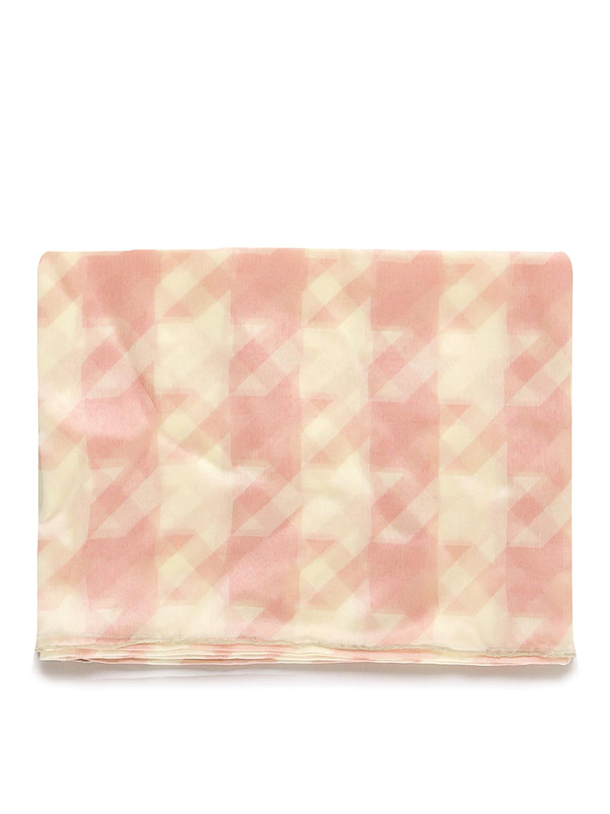 Burberry Silk Scarf With Houndstooth Pattern In Pink
