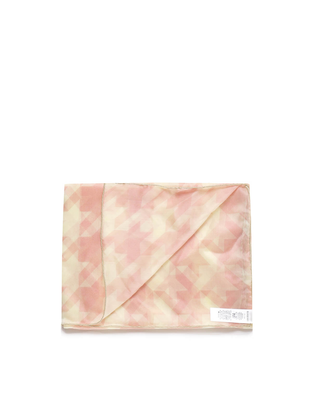 Shop Burberry Silk Scarf With Houndstooth Pattern In Pink