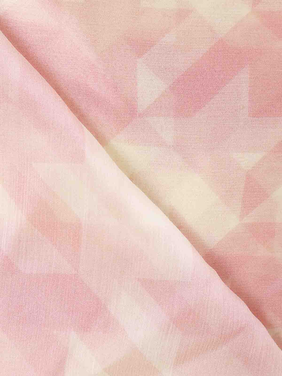 Shop Burberry Silk Scarf With Houndstooth Pattern In Pink