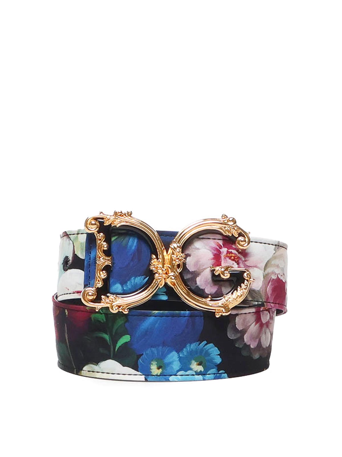 Shop Dolce & Gabbana Floral Print Charmeuse Belt In Multicolour
