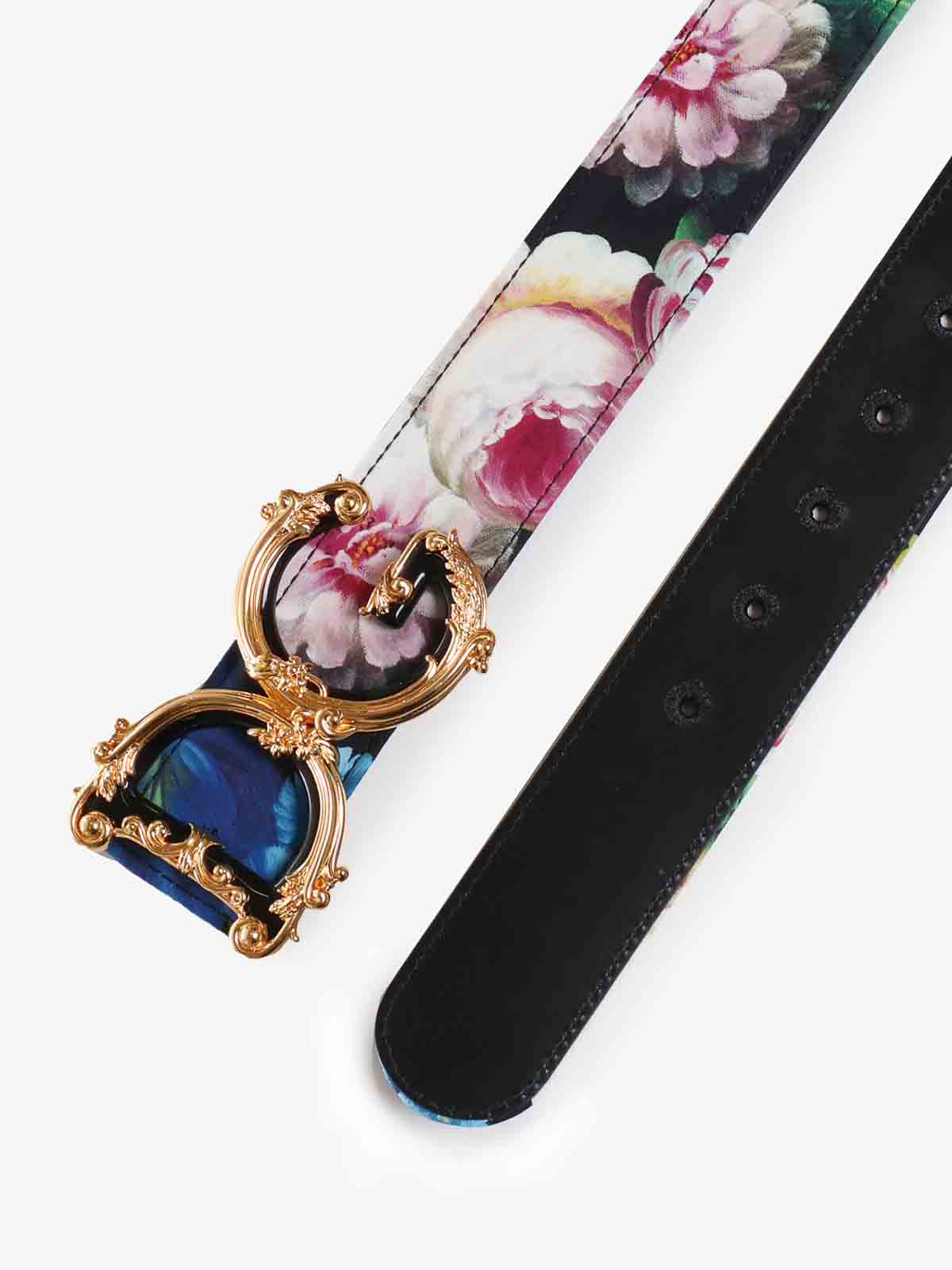 Shop Dolce & Gabbana Floral Print Charmeuse Belt In Multicolour