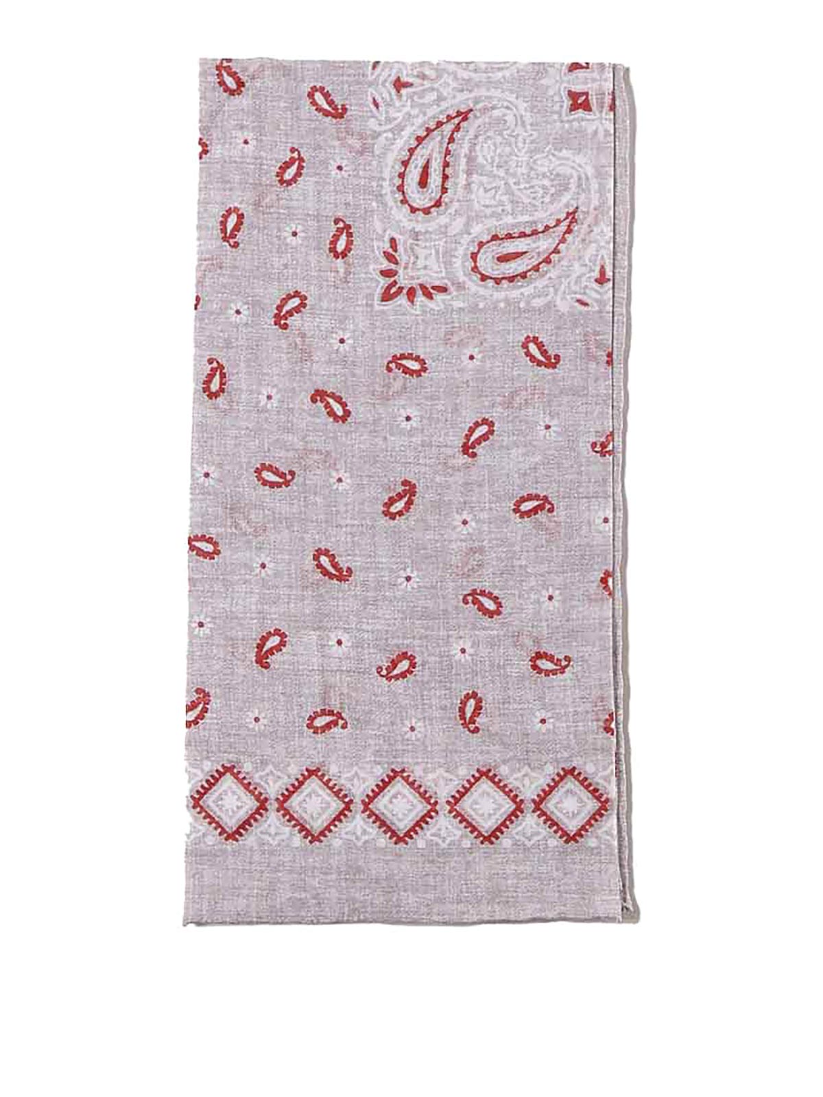 Shop Eleventy Cotton Scarf In Paisley Print In Red