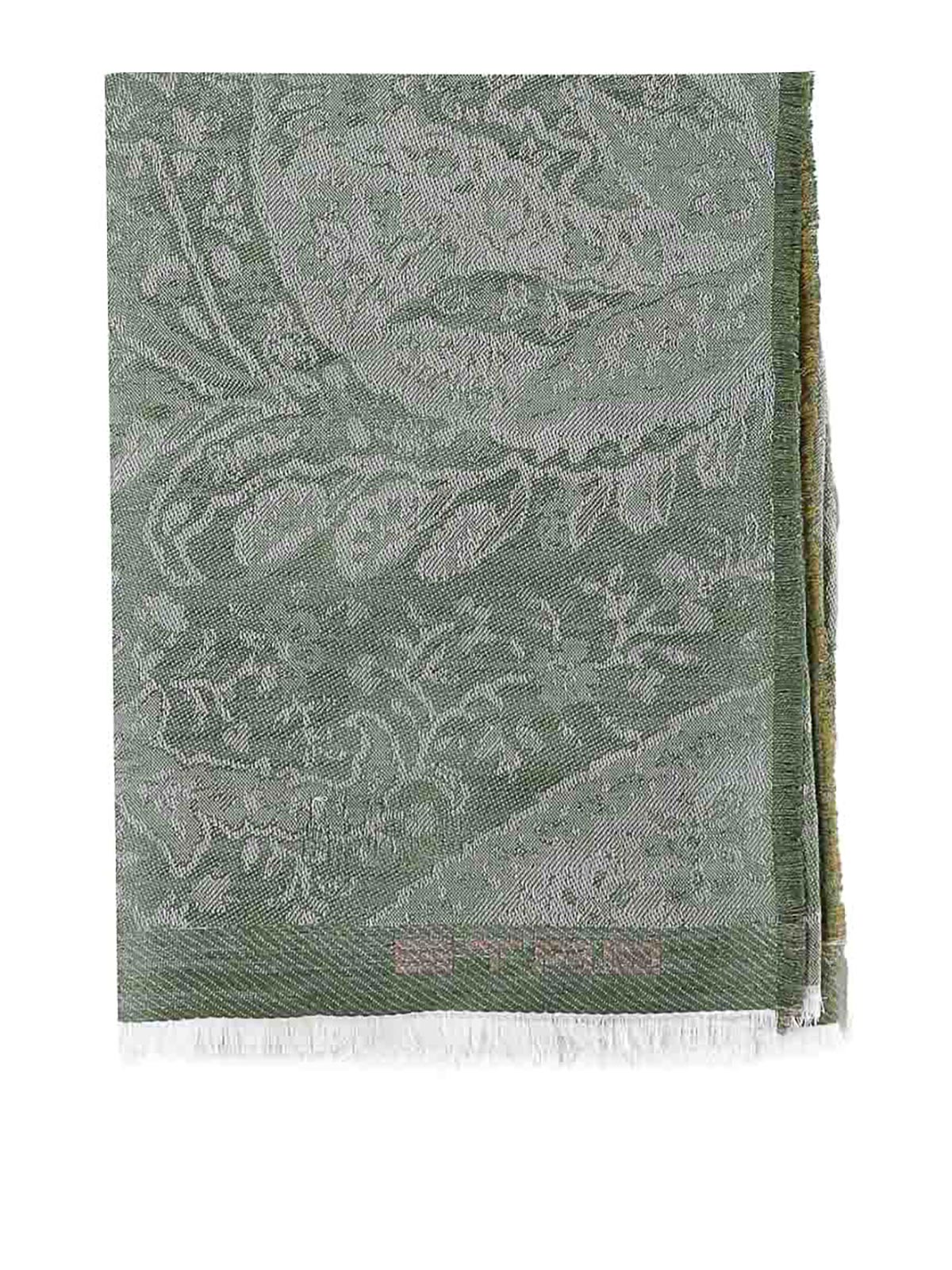 Etro Scarf With Jacquard Paisley Print In Green