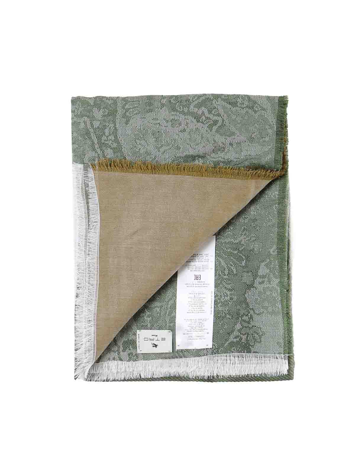 Shop Etro Scarf With Jacquard Paisley Print In Green