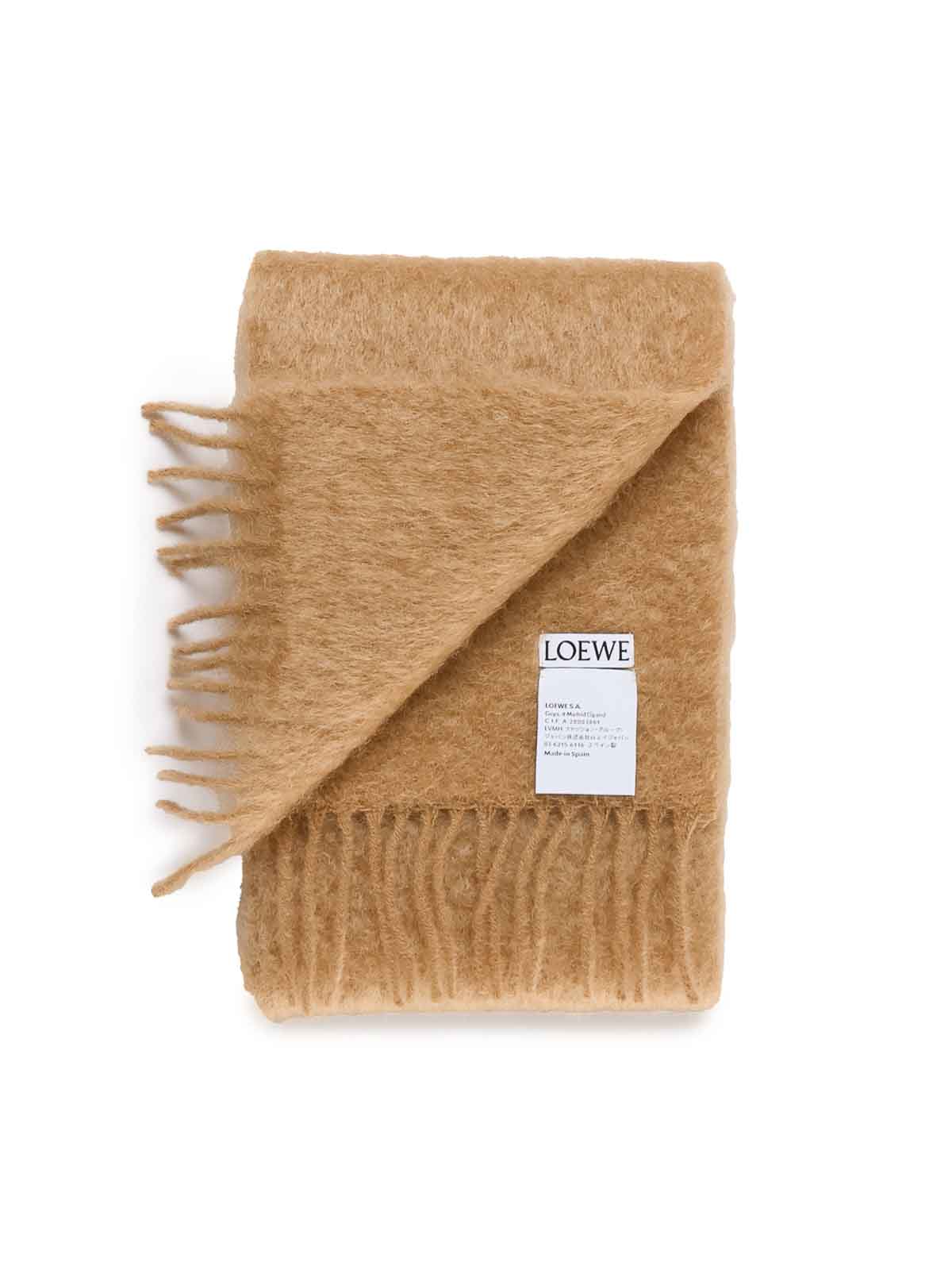 Shop Loewe Mohair And Wool Scarf In Brown